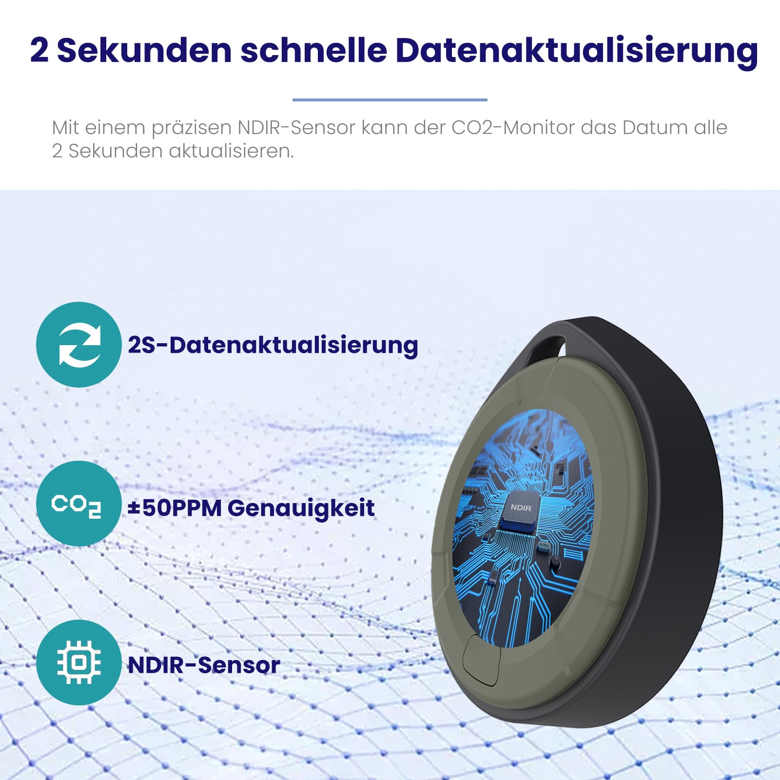LSENLTY Detector de CO2 portátil, actualización de 2 segundos, monitor de CO2 de alta precisión, medidor de CO2 3 en 1 (temperatura, humedad y valor de CO2), 96 horas de tiempo de espera para viajes