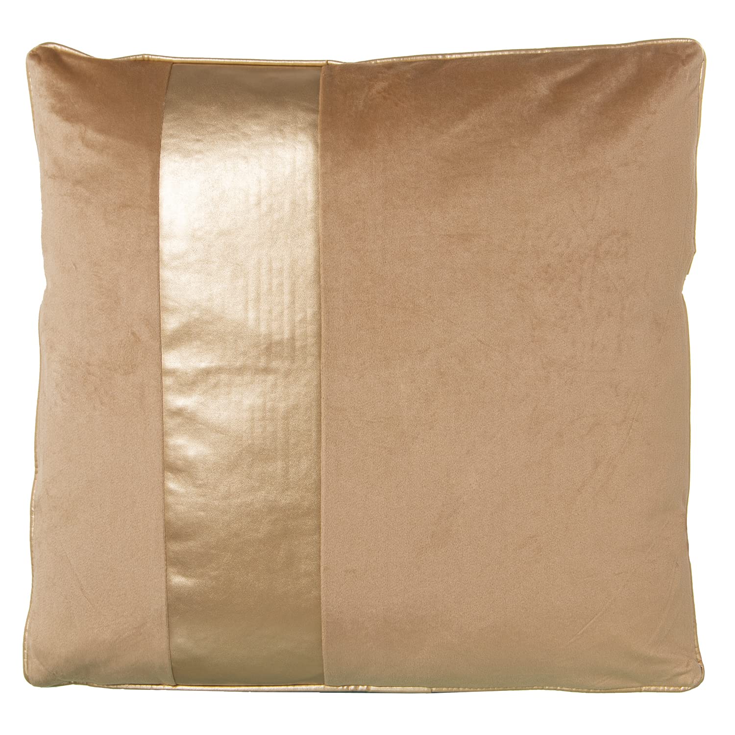 Coussin en velours beige DRW résistant et lavable avec fermeture éclair 45x45