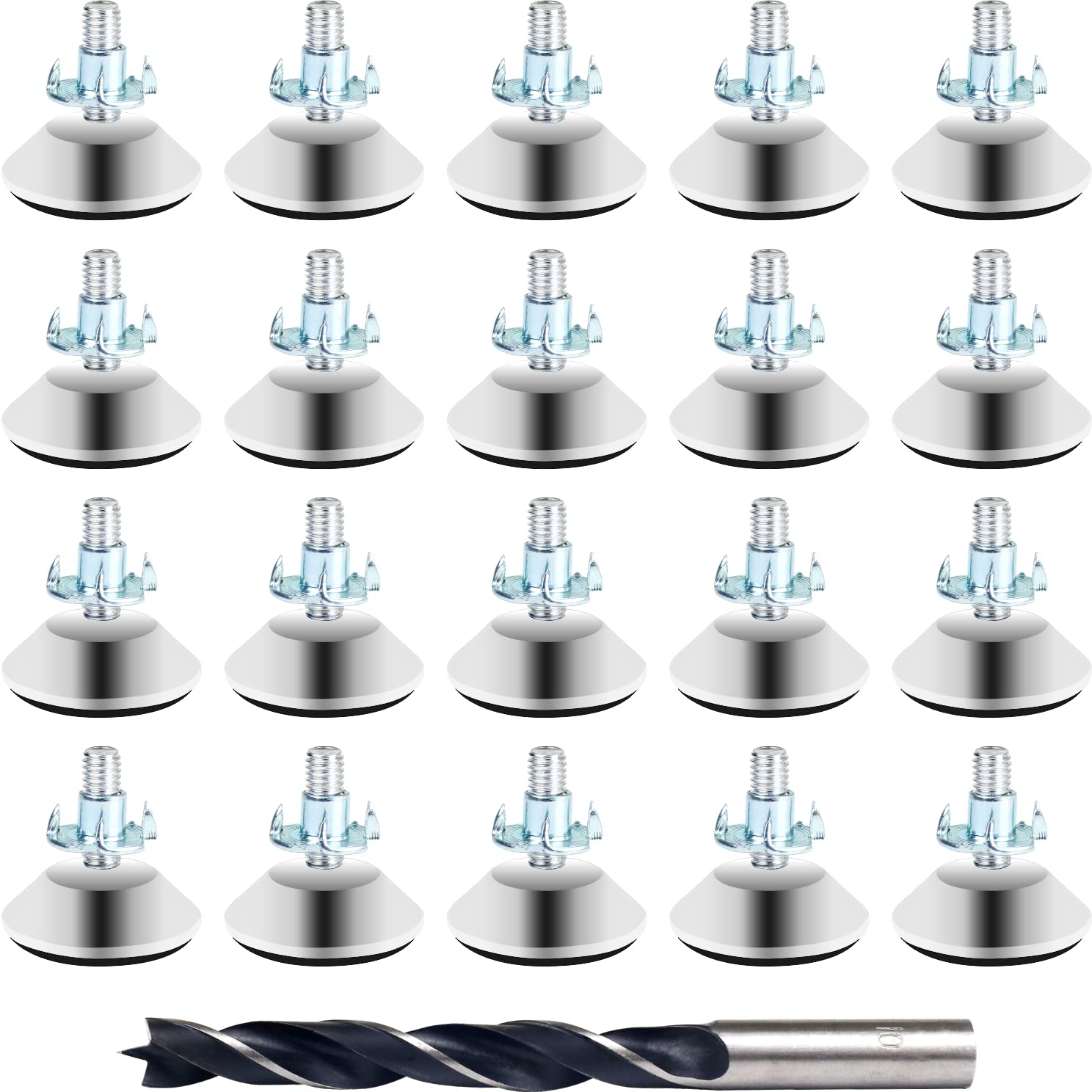 Set Di 8 Piedini Regolabili M8 Per Mobili – Gambe In Acciaio E Plastica Con Controdadi E Inserti, Altezza 12-50 Mm, Antiscivolo, Perfetti Per Tavoli, Sedie, Divani, Elettrodomestici E Scaffali