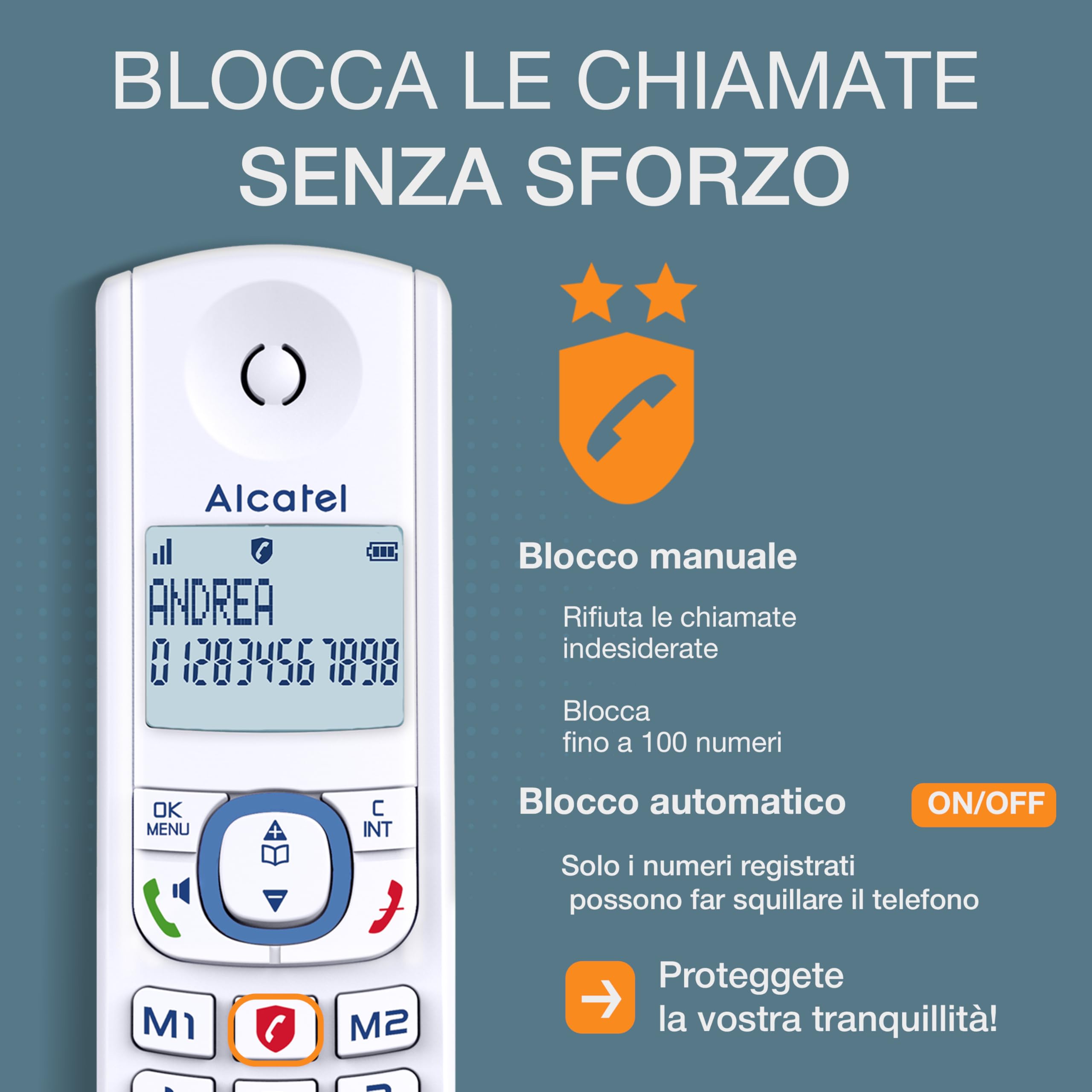 ALCATEL F530 Voice Duo - Telefono fisso cordless DECT con segreteria - Grande display retroilluminato - Vivavoce - Funzione blocco chiamate - 2 tasti di memoria diretta - 2 portatili - Bianco/Blu