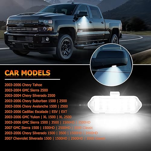 Miniatura 2 de Lámpara de luz LED para espejo lateral para GMC Sierra  Chevy Silverado 1500 1500HD 2500HD 3500HD Classic, GMC YukonYukon XL, Chevy