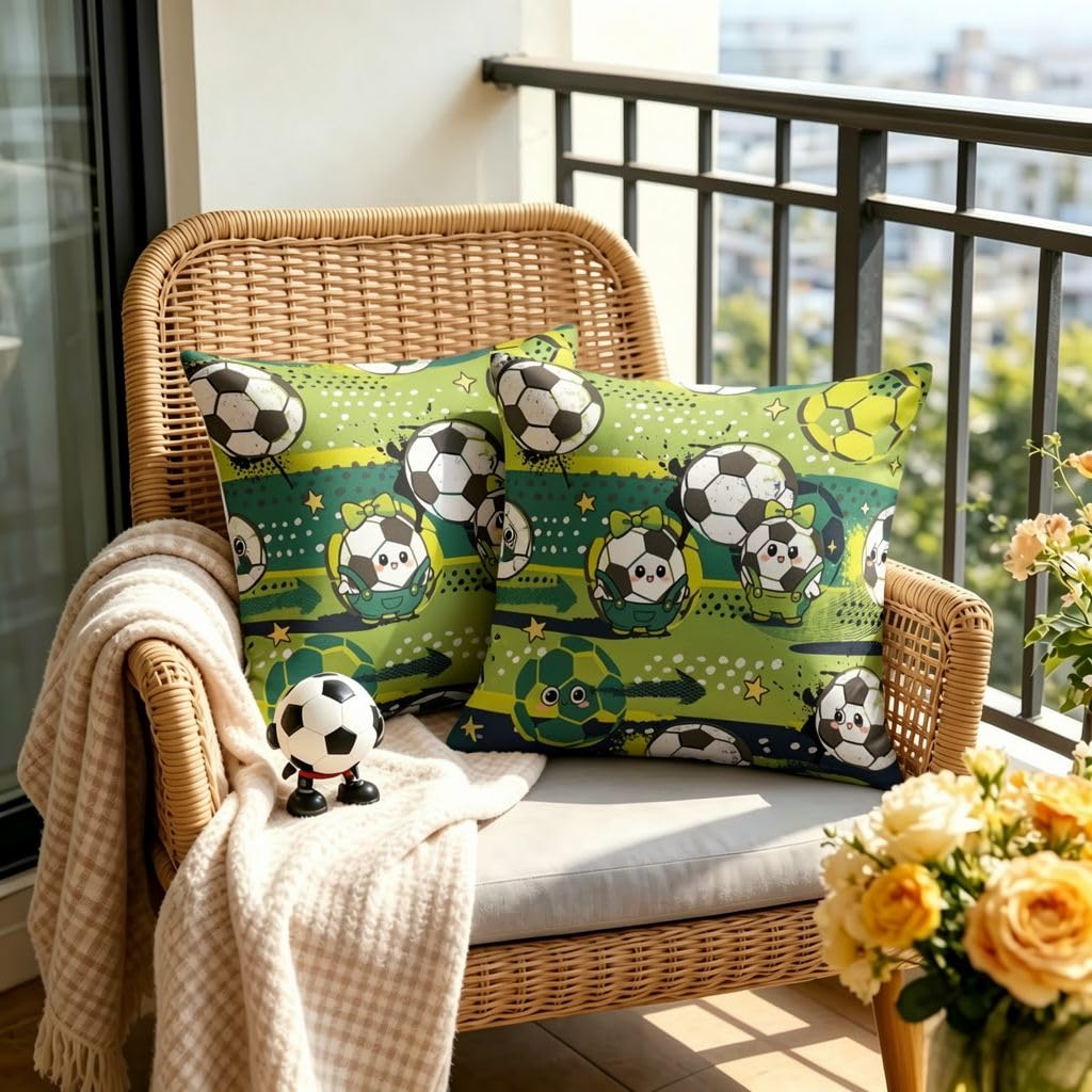 Cartoon Graffiti SoccerLinen Throw Pillow Covers -14x14