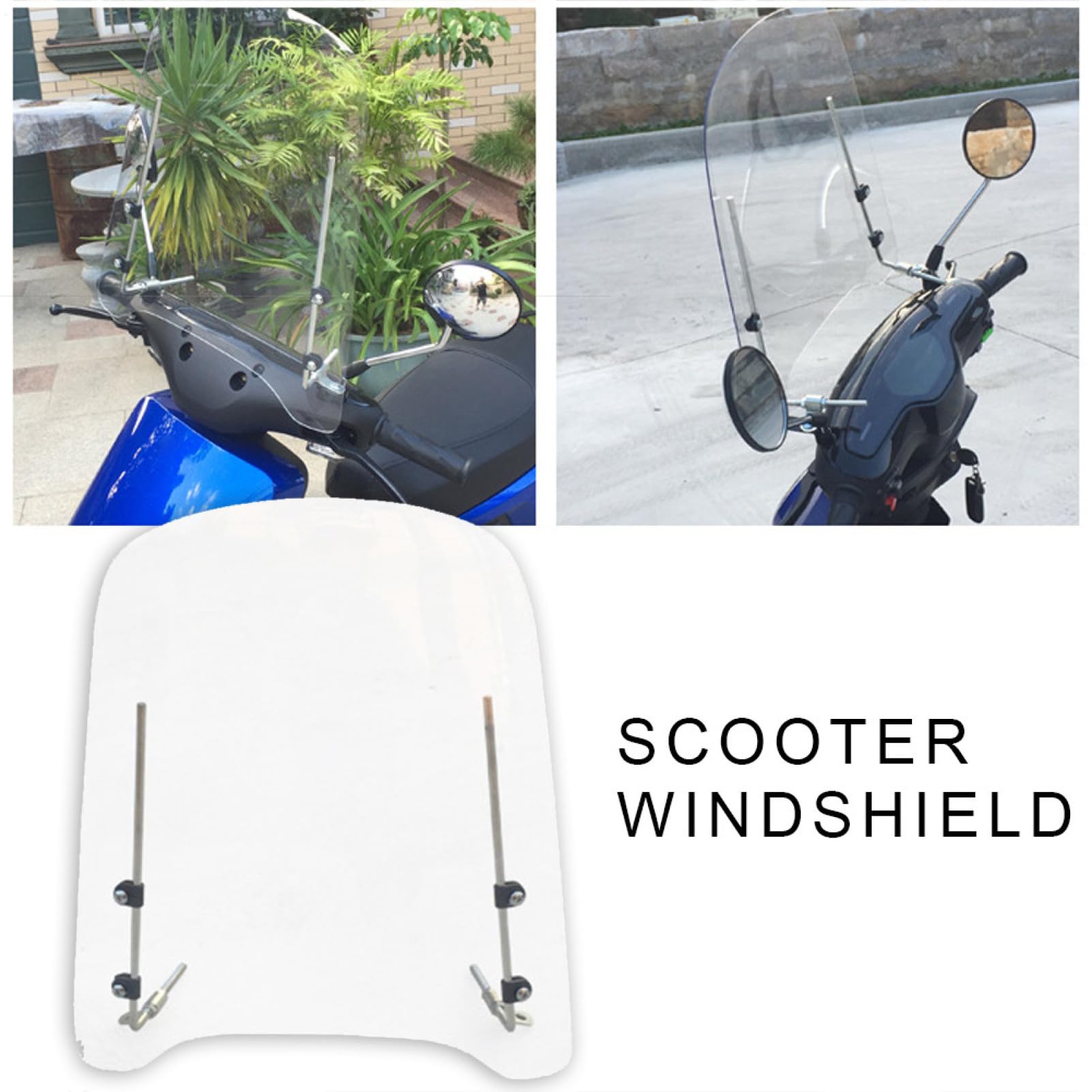 Pare-brise universel pour scooter – Pare-vent transparent HD, protection pour moto et cyclomoteur | Déflecteur Transparent pour Dirt Bike, protection réglable, accessoire d'équitation en plein air Com
