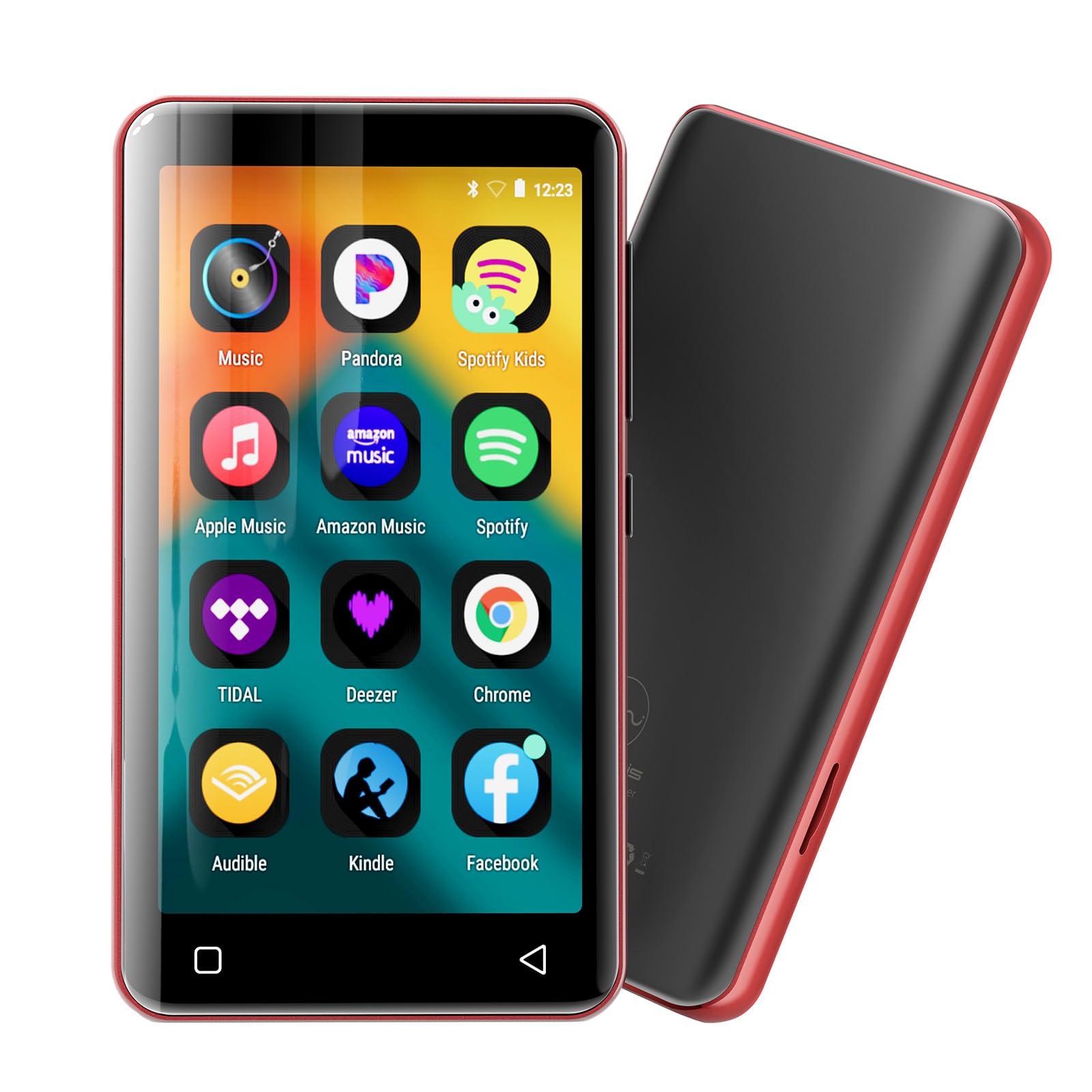 Innioasis 80 GB Reproductor MP3 con Bluetooth y WiFi, Reproductor de música Mp3 y Mp4 ave Spotify, Kids, Tidal, Deezer, Reproductor de vídeo de pantalla táctil de 4 pulgadas 1080P (negro+rojo)