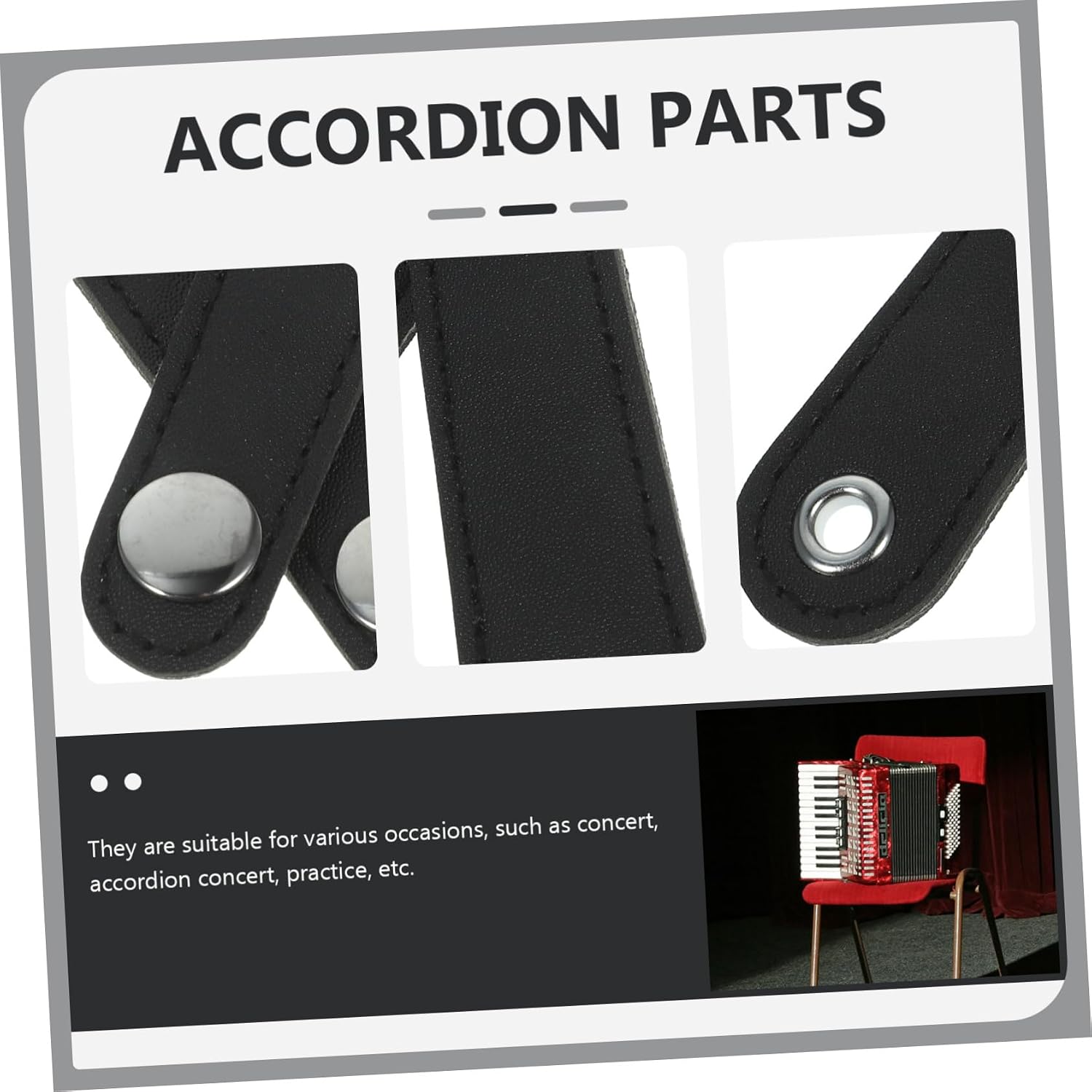 Accordion Bellows Belt Accessory with Buckles Black Leather