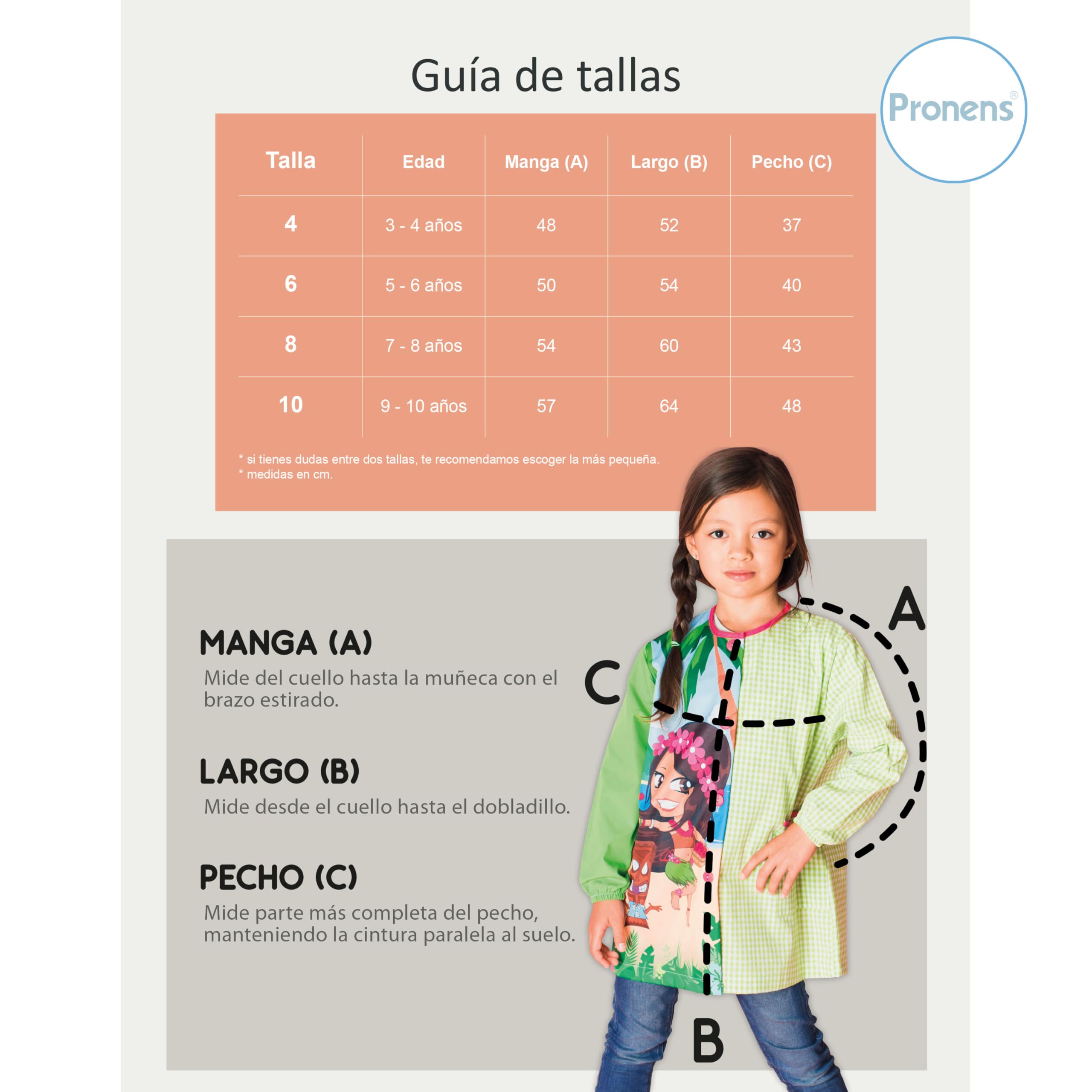 Bata escolar infantil. Babi niños para guardería y colegio- baby de cuadro vichy, botones y bolsillo. Nombre personalizable.