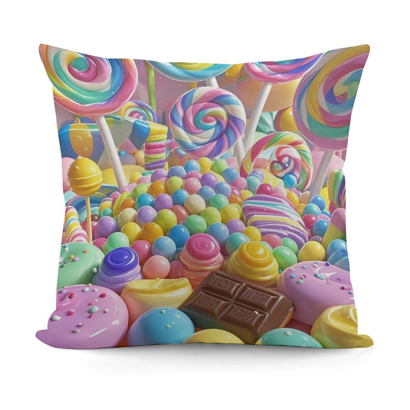 LZQPOEAS Candy Throw Pillow Cover 18x18 in Breathable Square Pillow Case Cozy Soft Pillowcase Protector Fashion Modern Couch Cushion Case for Living Room Bed Sofa Decor