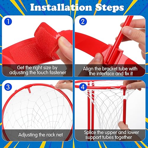 Miniatura 6 de Paquete de 10 juegos de baloncesto para adultos, juego de carnaval, diadema de red ajustable con 60 bolas de baloncesto para niños, niñas, familia,