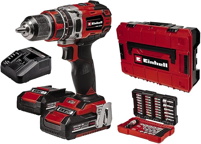 Einhell Professional Akku-Schlagbohrschrauber TP-CD 18/50 Li-i BL+ 39 (2x2,0Ah) Power X-Change (Li-Ion, 18 V, 50 Nm, Schlagzahl 28.800 min-1, inkl. 2x 2,0Ah, Ladegerät, Koffer, 39-tlg. Bit-Set) - inkl.2x2,0Ah Akkus+Ladegerät+Koffer+39tlg. Bit-Set
