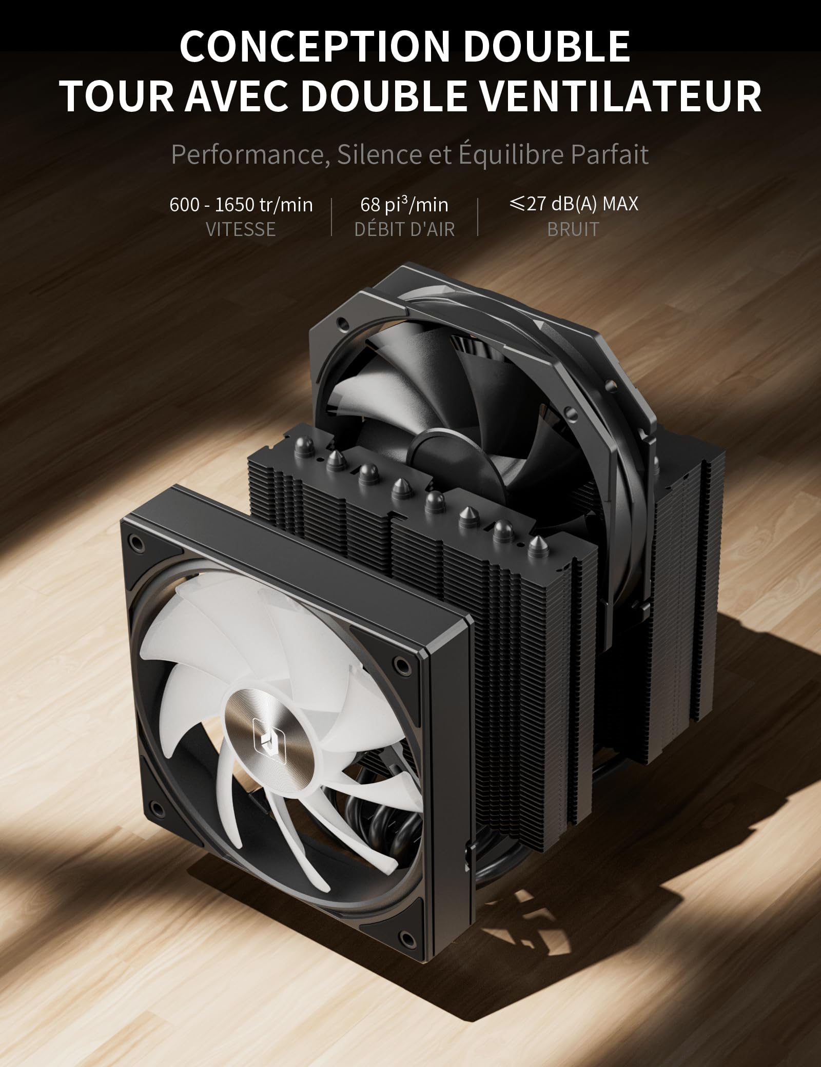 upHere UE2 Elite KC8C Ventirad ARGB 8 Caloducs,Refroidisseur CPU Double Tour 120mm pour AM5/AM4/AM3 LGA 1851/1700/115x/1200/2011/2066,Ventilateur PC Silencieux Haute Performance