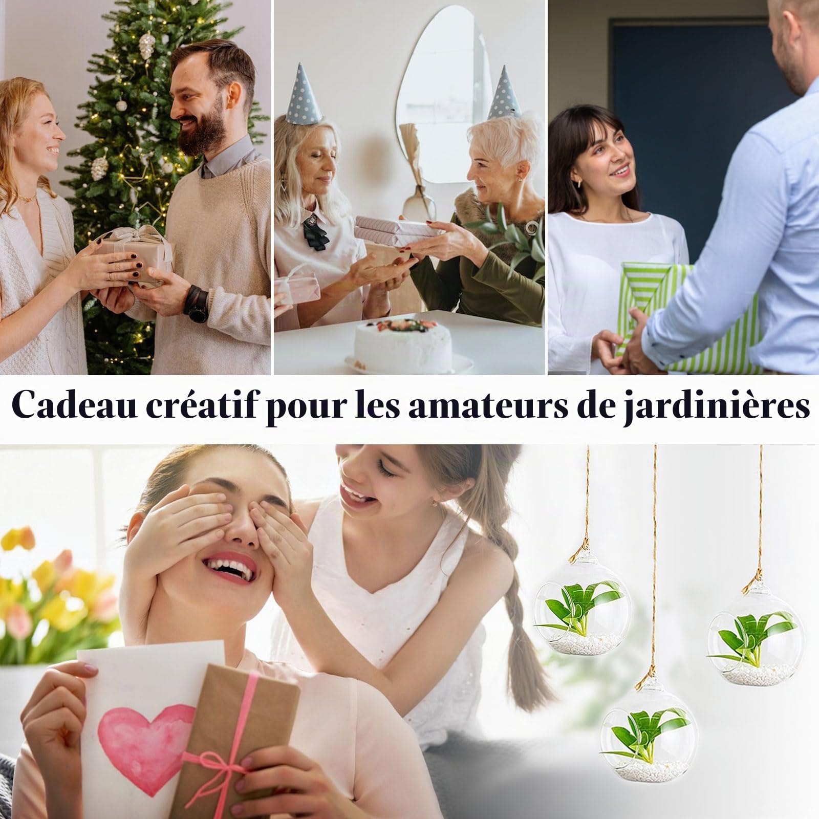 Terrarium en Verre Suspendu 6 Pièces Grande Ouverture Vase Plante Boules 12cm Fleur Vase Pot Boules De Verre Creativesverre la Conception de Bricolage de Jardin de Mariage à la Maison