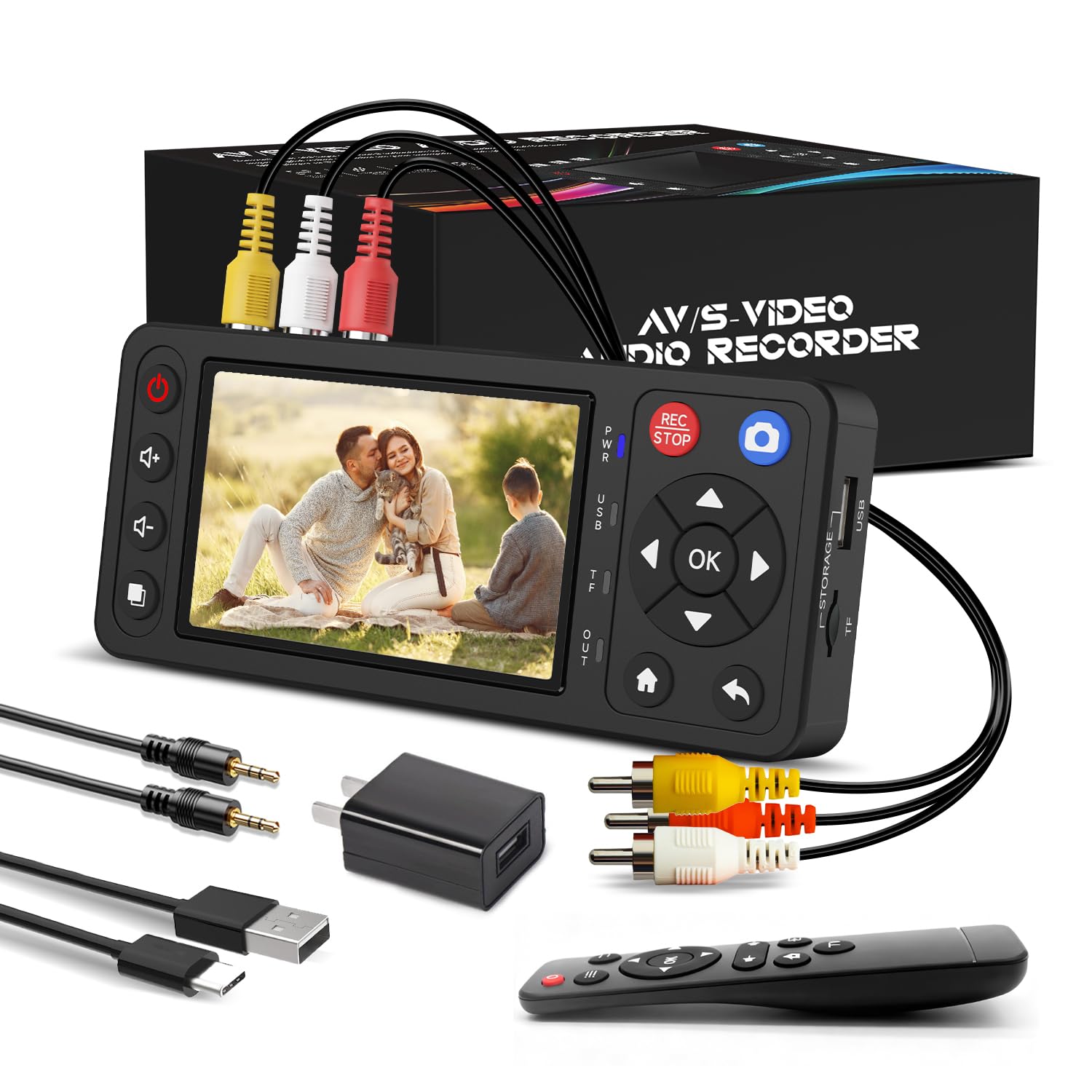 VHS to Digital Converter with 4 HD Screen Video Capture Recorder Convert to MP4 Compatible with VHS VCR