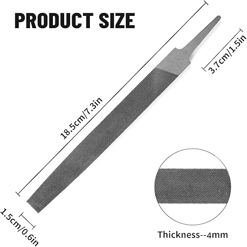 Miniatura 9 de Lima de corte medio redondo de 6 pulgadas, dientes de doble corte, acero de alto carbono, lima de una sola mano sin mango, adecuada para dar forma a