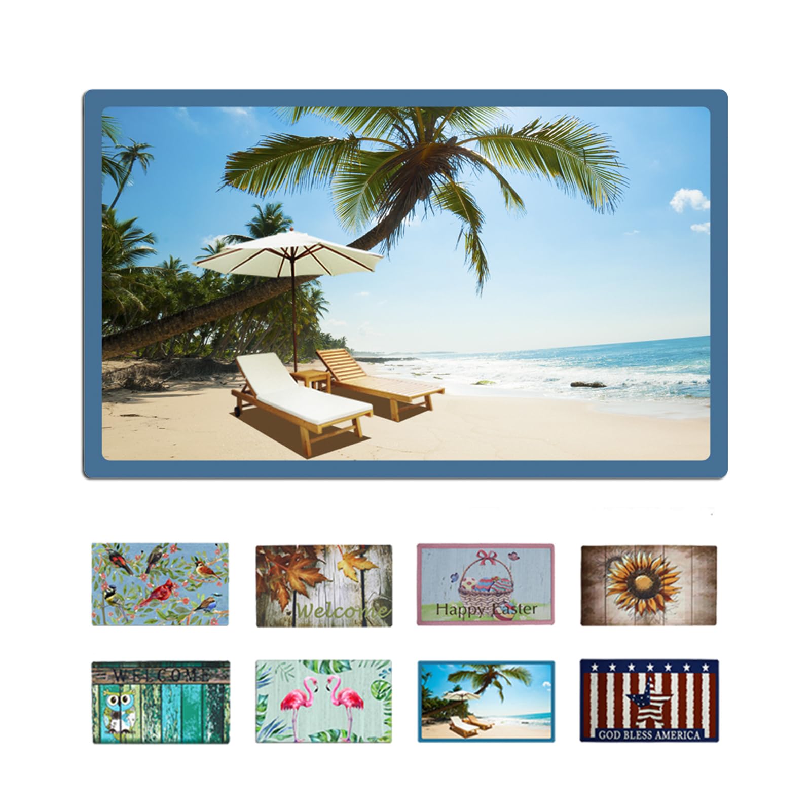 K KILIPES Beach Sea Door Mat Durable Rubber Non-Slip Welcome Doormat 29"x17" Indoor/Outdoor, Decorative Entrance Mat for Front Door Summer Beach Entry