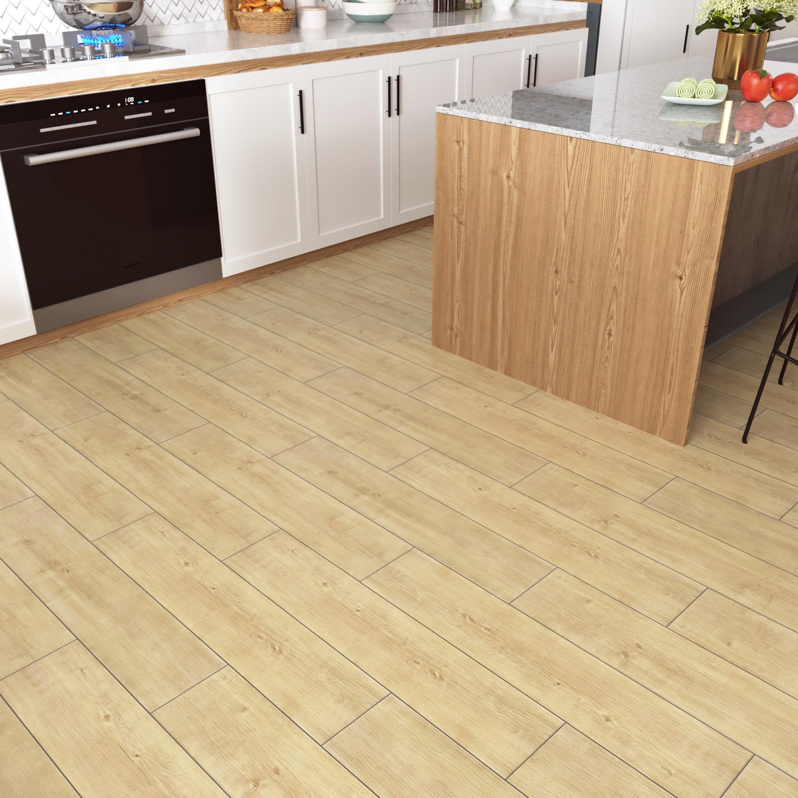 24 Pezzi Pavimento Pvc Adesivo Giallo Piastrelle Adesive Effetto Legno Pavimento Adesivo Per Interni Piastrelle Adesive Cucina Bagno Linoleum Pavimento Parquet Laminato Incastro 90 x 15cm