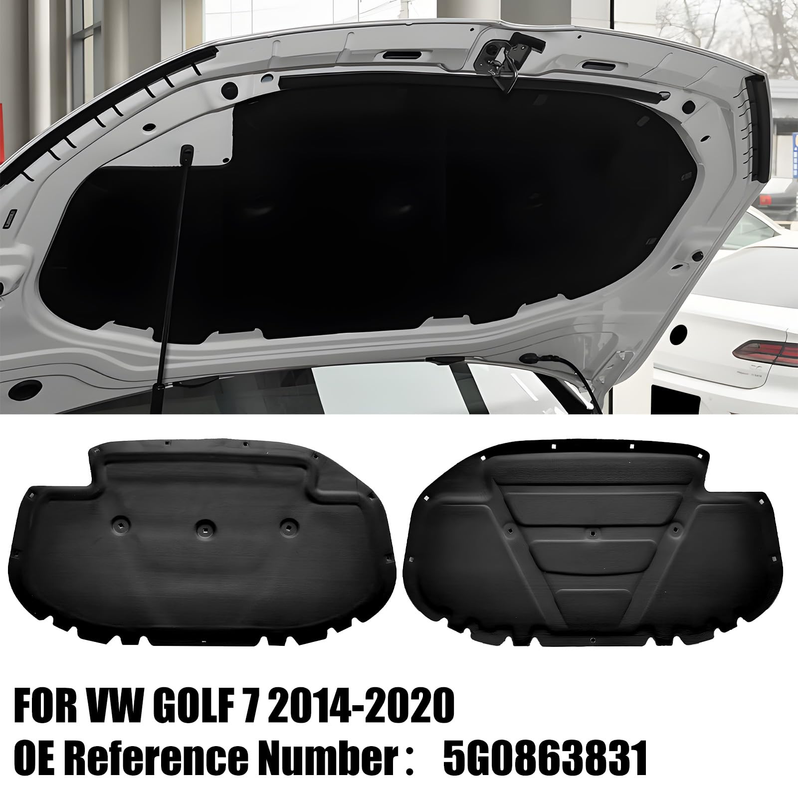 Schalldämmendes Mattenpolster golf 7 für die vordere Motorhaube, Schallschutzmatte, Schaumstoff, Motorhaubendämmung Dämmmatte mit Clips für 14-20 VW GOLF7 Limousine/Variant 12-17