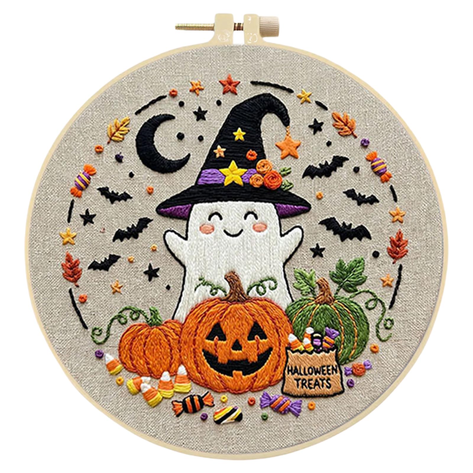 Embroidery Kit for Beginners, Halloween Stamped Cross Stitch Kit