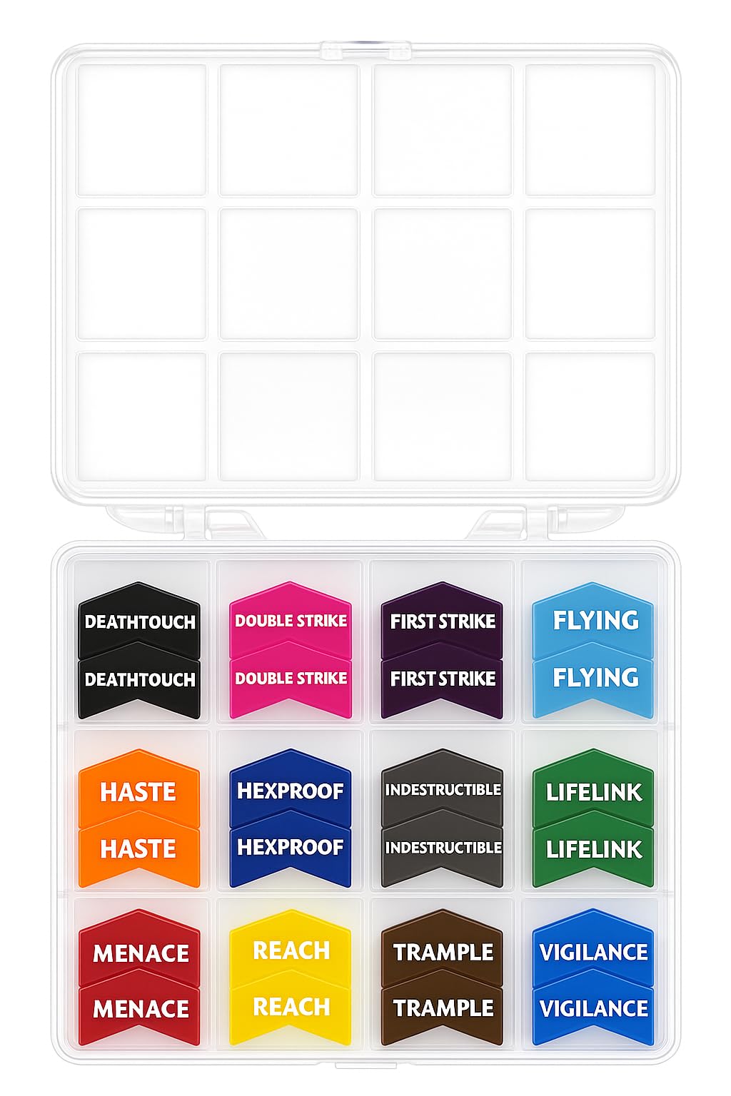 Futhark 72 Color Coded MTG Keyword Counters for Magic the Gathering TCG Card Game Accessories Tokens - Extended Edition with 72 Pieces and Organizer Case