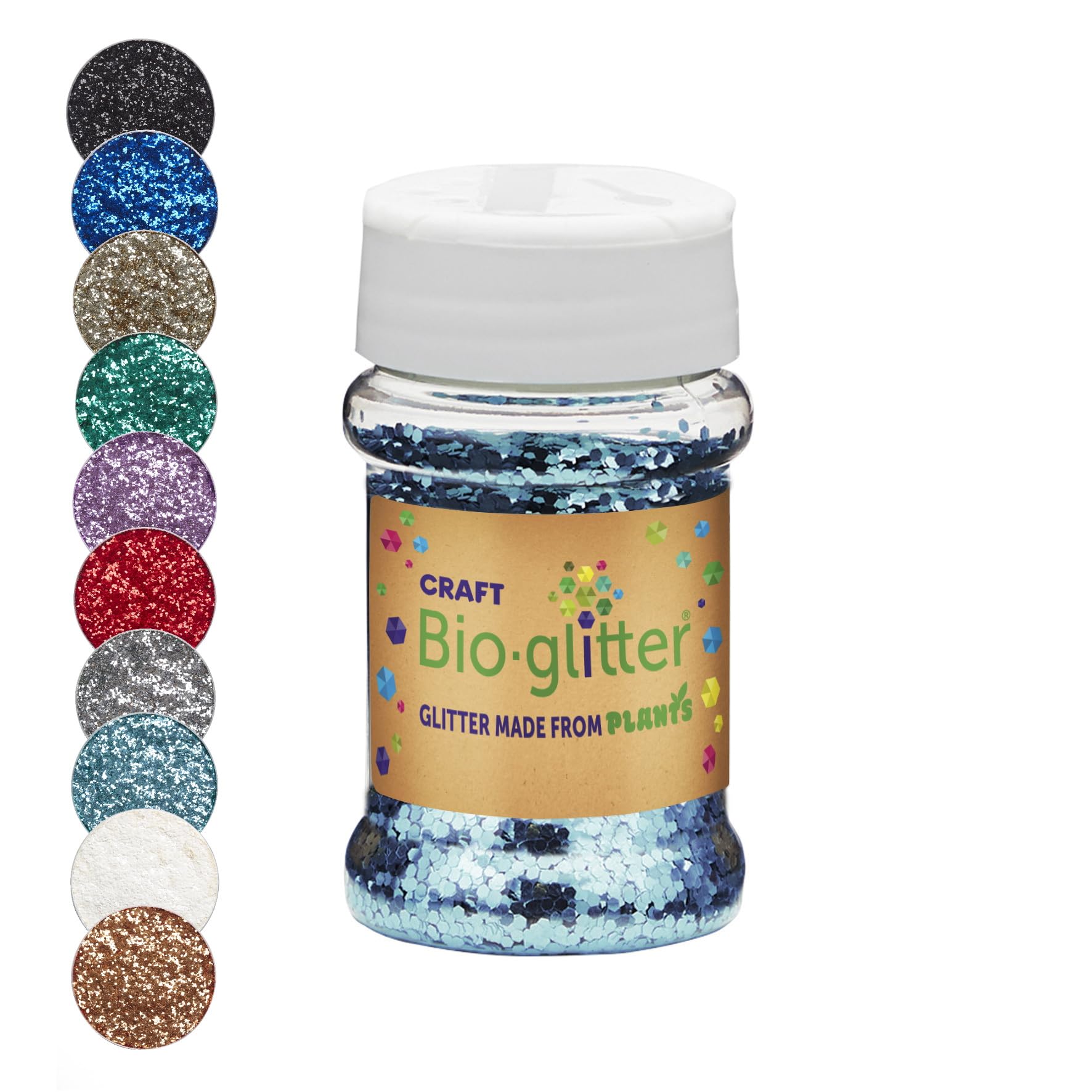 Craft Biodegradable Glitter, Chunky Glitter, Arts and Crafts for Kids, Card Making, Decorations, Candle Making, Eco-Friendly, Cruelty Free - Sky Blue - 40g x 10