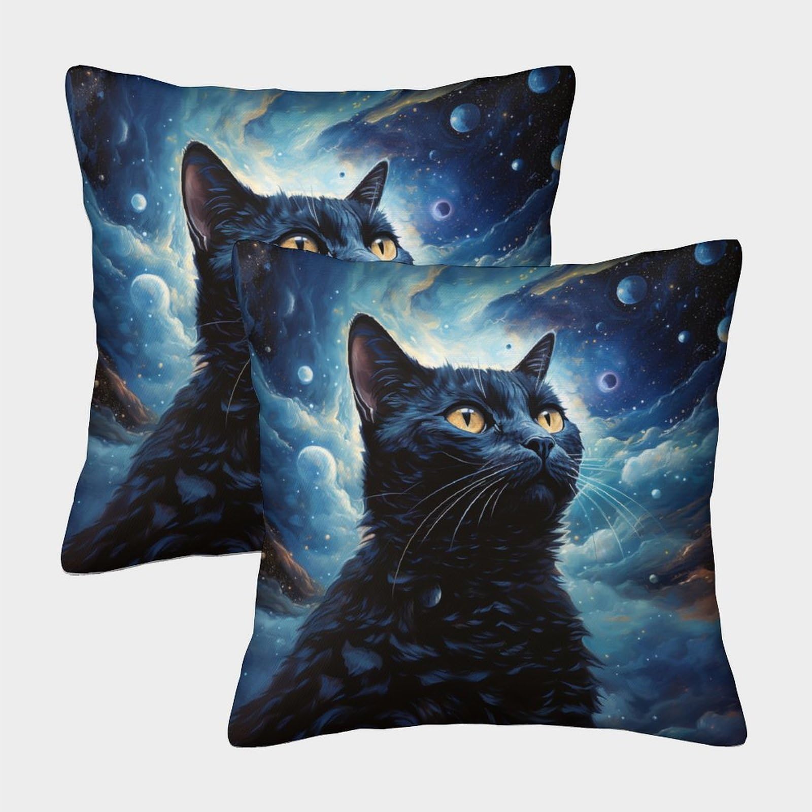 Mefese Cartoon Cat 3D Printed Throw Pillow Covers Cute Cat Patterns Square Cushion Cover Decorative Super Soft Pack Of 2 For Patio,Couch, Tent, Balcony And Sofa 50X50cm