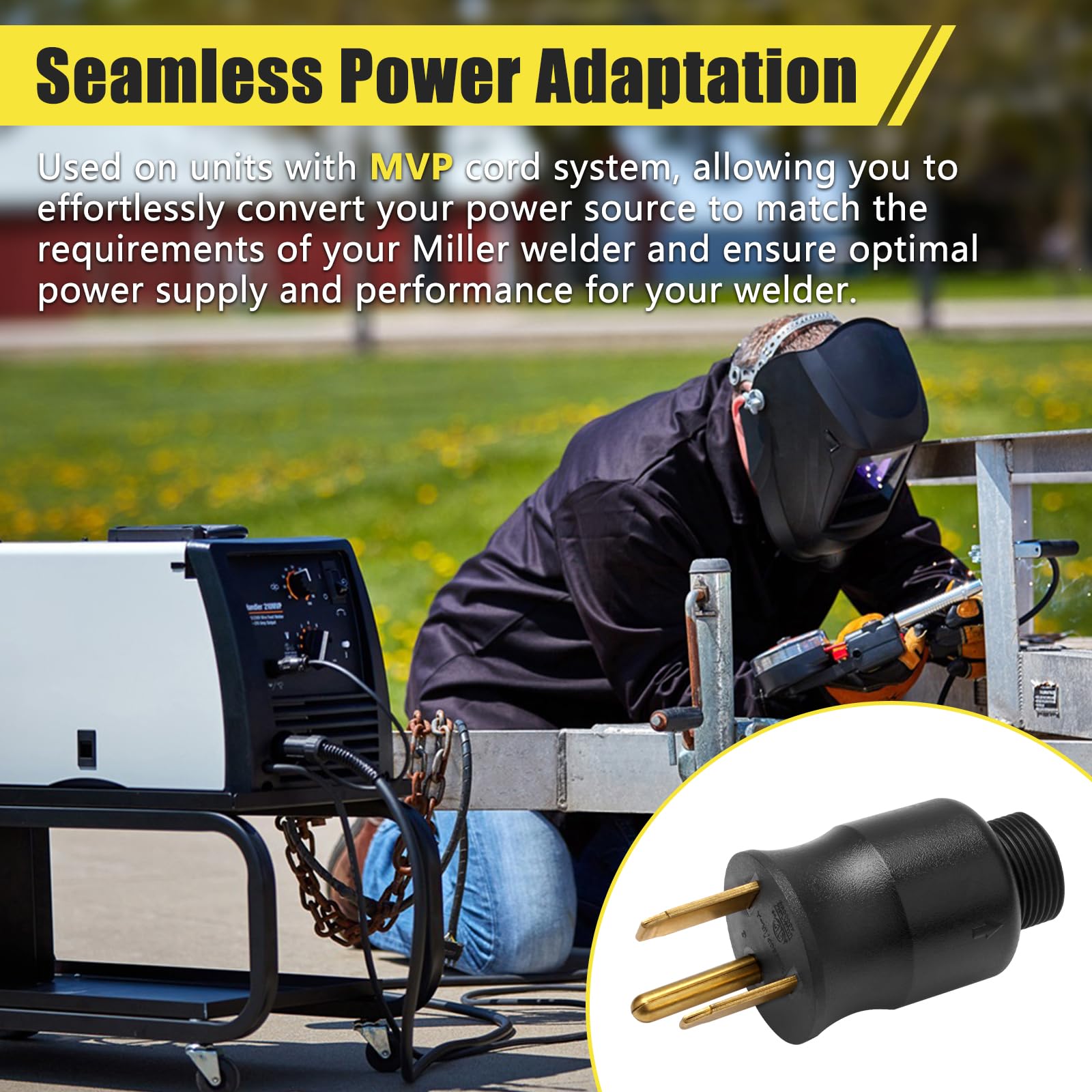 JEENDA Multi-Voltage Power Adapter Plug For Miller & Hobart Welders – 230V 6-50P 3 Prong Replacement - View #8