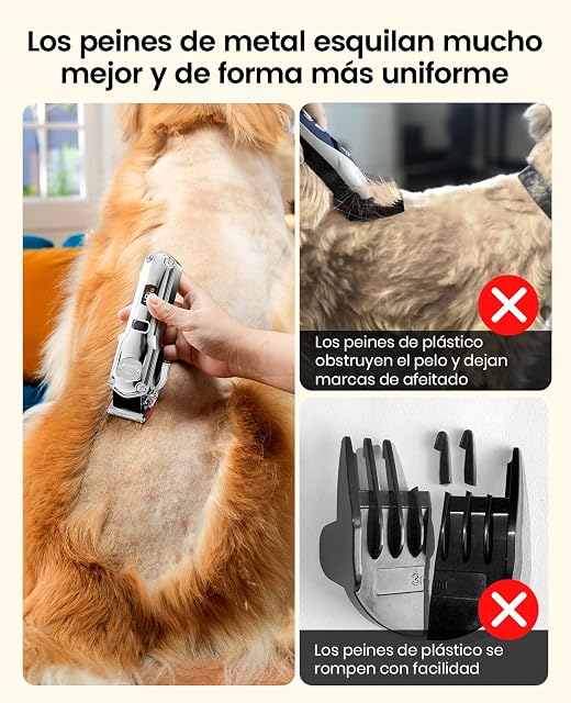 Foto 3 de 8 de oneisall Quiet Cortapelos para Perros con Peine Guía Metálico