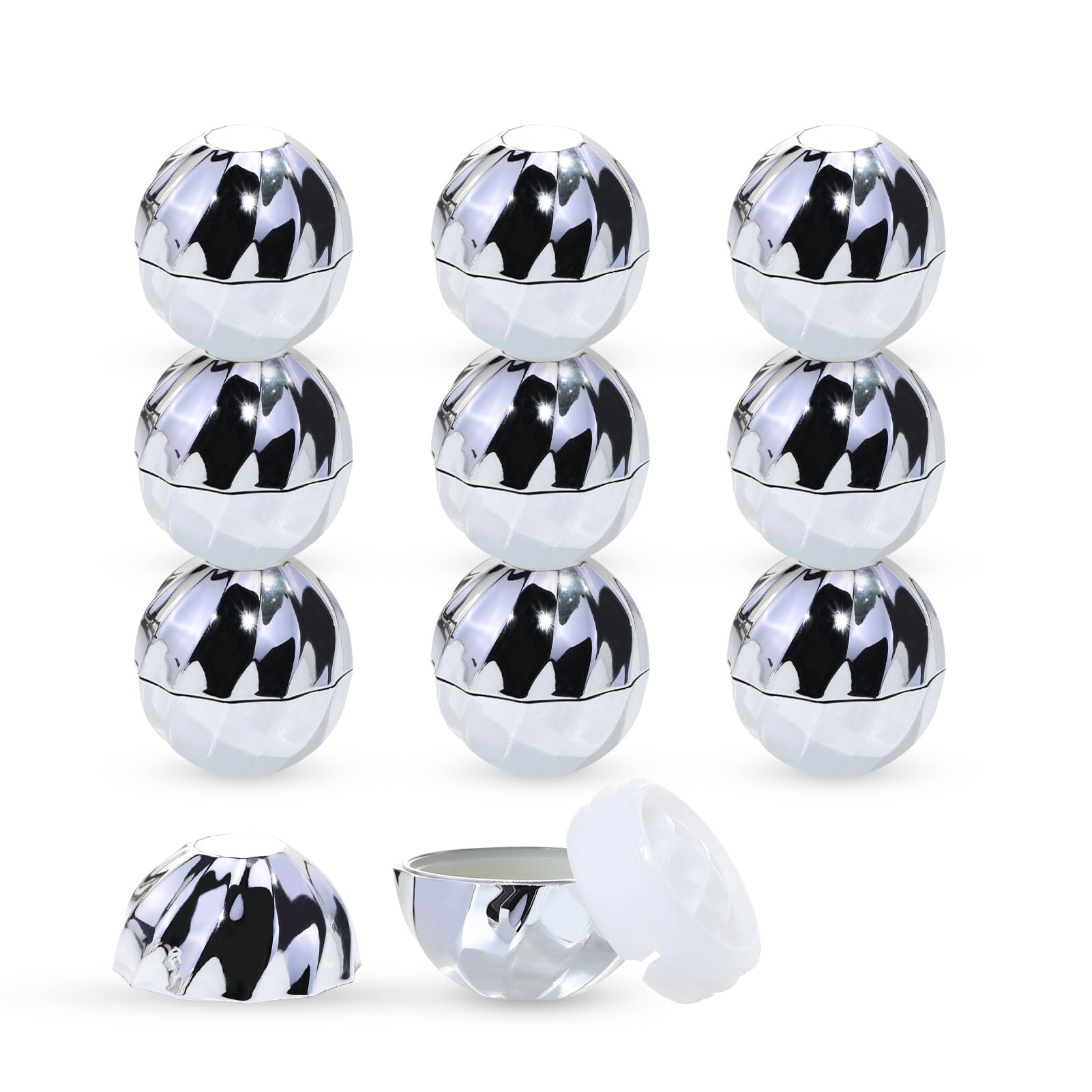 LONGWAY 0.24Oz (7ml) Empty Lip Balm Sphere Containers | Screw Cap Lipstick Tubes/Chapstick Tubes/Chapstick Holder for Lip Gloss & BPA FREE (Pack of 10） (Silver)