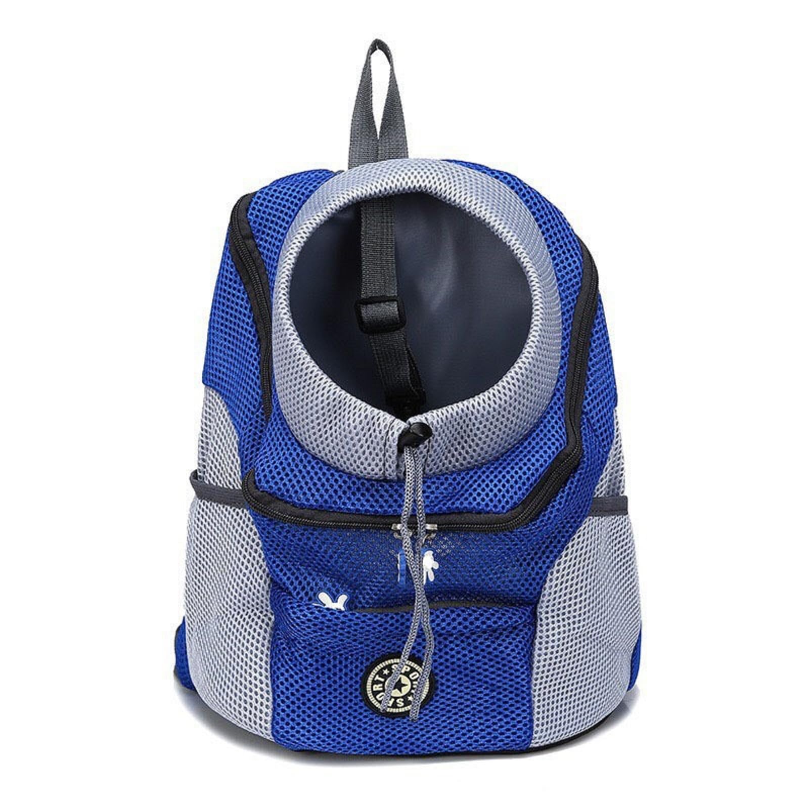 GLOTRAVEL Dog Carrier Backpack, Breathable Mesh Pet Travel Bag with Head-Out Design, Waterproof Bottom, Small Puppy Front Pack for Outdoor Hiking (Blue, L)