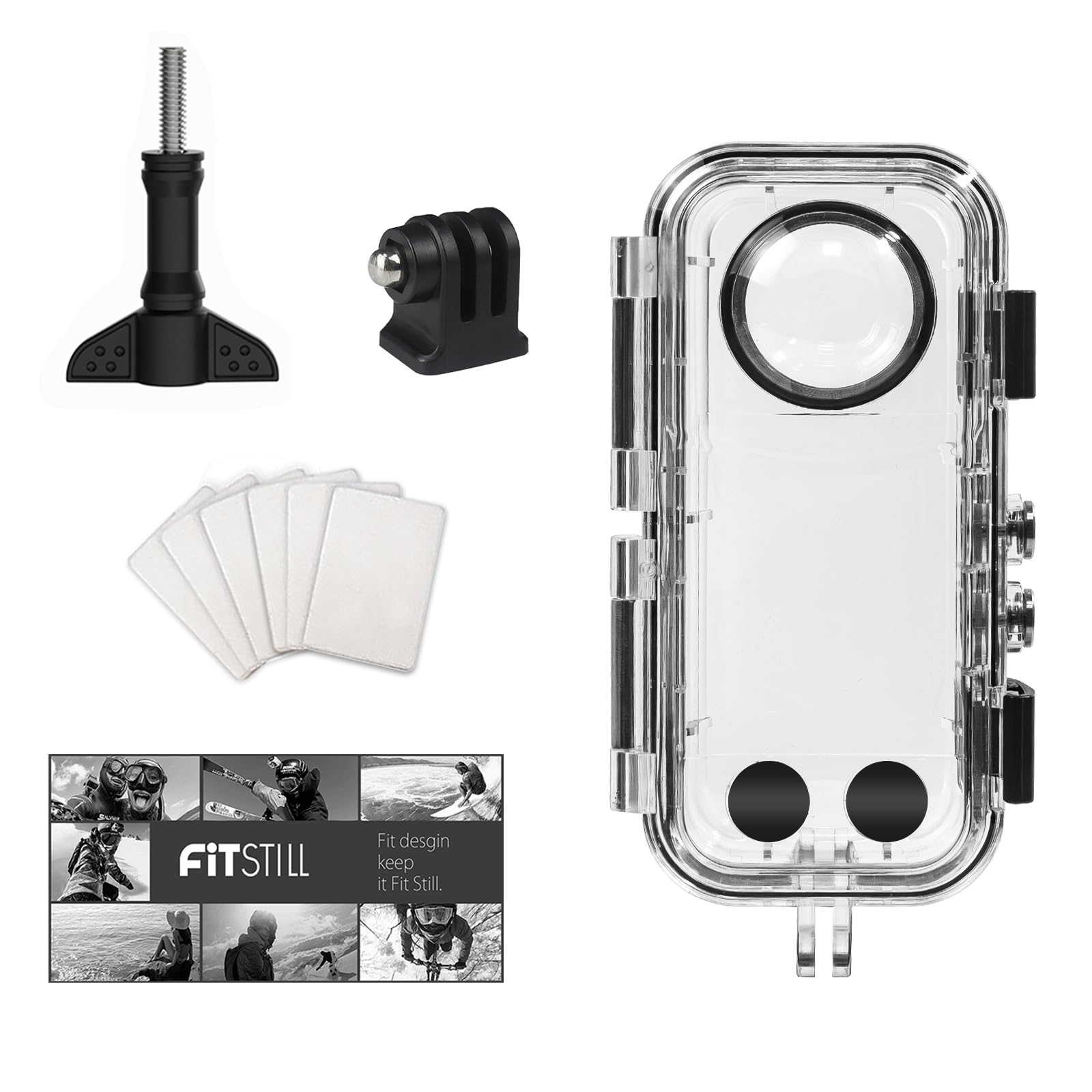FitStill Custodia Impermeabile 50M/164FT per Fotocamera DJI Osmo Action 5Pro/Action 4/Action 3, Custodia Subacquea con Vite a Sgancio Rapido, Inserti Subacquei Antiappannamento