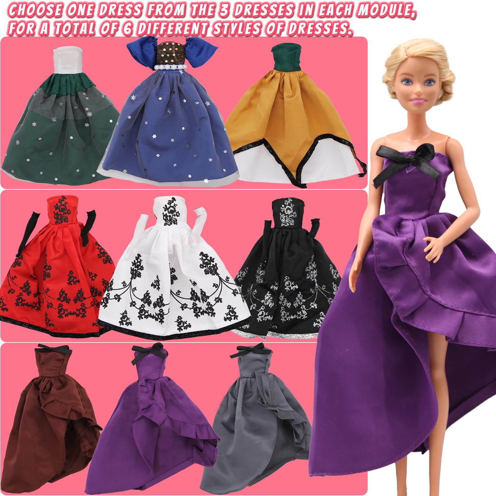EuTengHao 11-12 Inch Doll Clothes Set Includes Wedding Party Gown Evening Dresses for 11.5'' Girl Dolls Fashion Outfits Suitable for 30cm Girlfriend Doll Dress Up for Kids Girls Gift