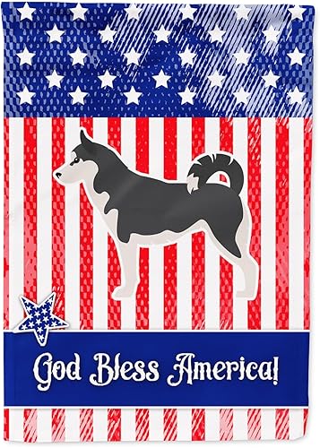 Caroline's Treasures BB3380GF Bandera patriótica de Estados Unidos para jardín de Husky siberiano para buzón, bandera decorativa para patio