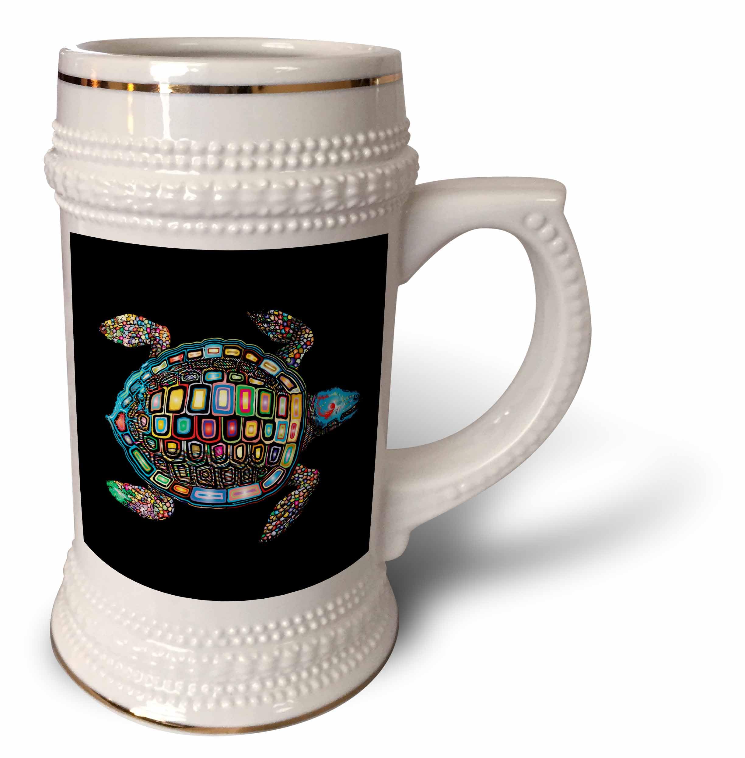 Taza Stein de tortuga marina blanca cerámica grande 18 oz exótica tropical