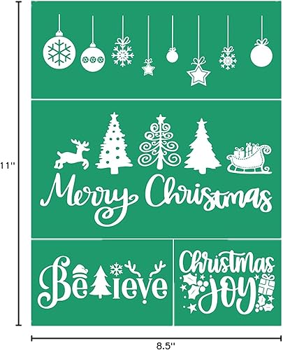 Miniatura 7 de JAAJDO - Plantillas de pantalla de seda para árbol de Navidad, adornos de campanas de Navidad, plantillas de serigrafía para decoraciones de fiesta