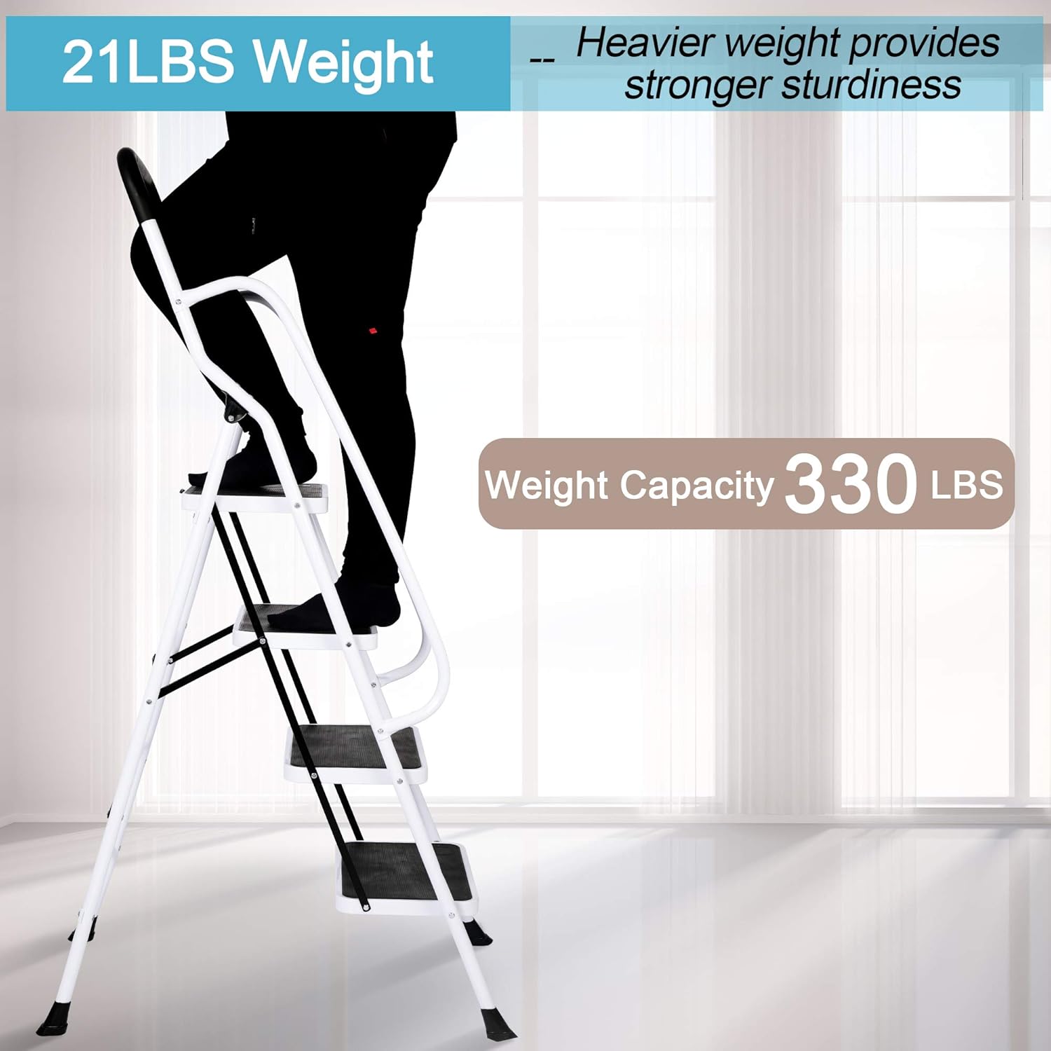 Black Friday - 80% OFF Stable 4 Step Ladder with Hand Grips Safety Ladders Holds 330 lbs Capacity, Upgraded Tech Deals 🔥 Stable 4 Step Ladder with Hand Grips Safety Ladders Holds 330 lbs Capacity, Upgraded