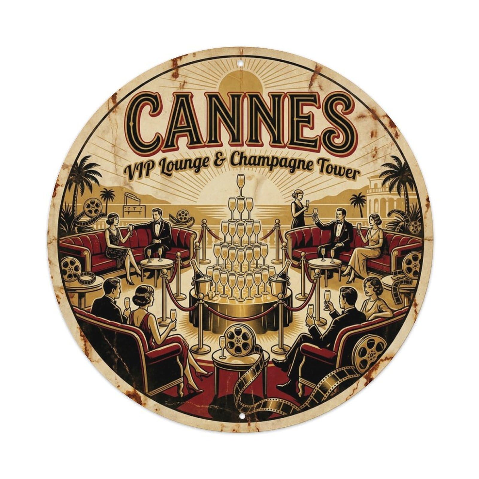 Coastal Travel Grand Lounge Cinema Tower Cannes Riviera Metal Tin Sign