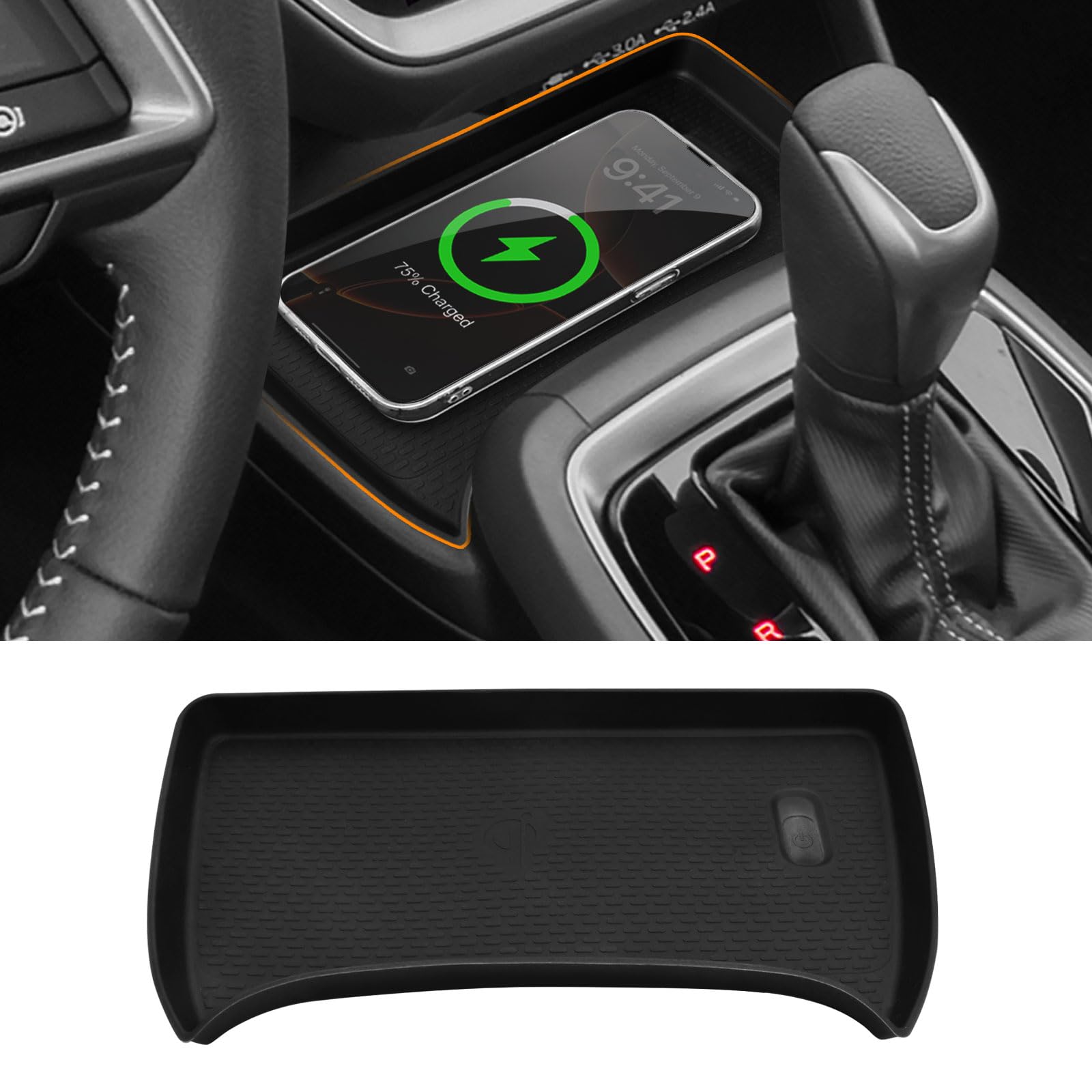 Wireless Charging Pad for Subaru Crosstrek/Impreza 2025 2024 Car Accessories Wireless Charger Anti-Slip Mat Cordless Charger Heat Insulating Silicone Material Non Slip Waterproof Easy to Clean -Black