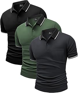 JACKETOWN 3 Pack Mens Polo Shirts Short Sleeve Lightweight Breathable Golf Polo Casual Adult Multipack Tennis T Shirt