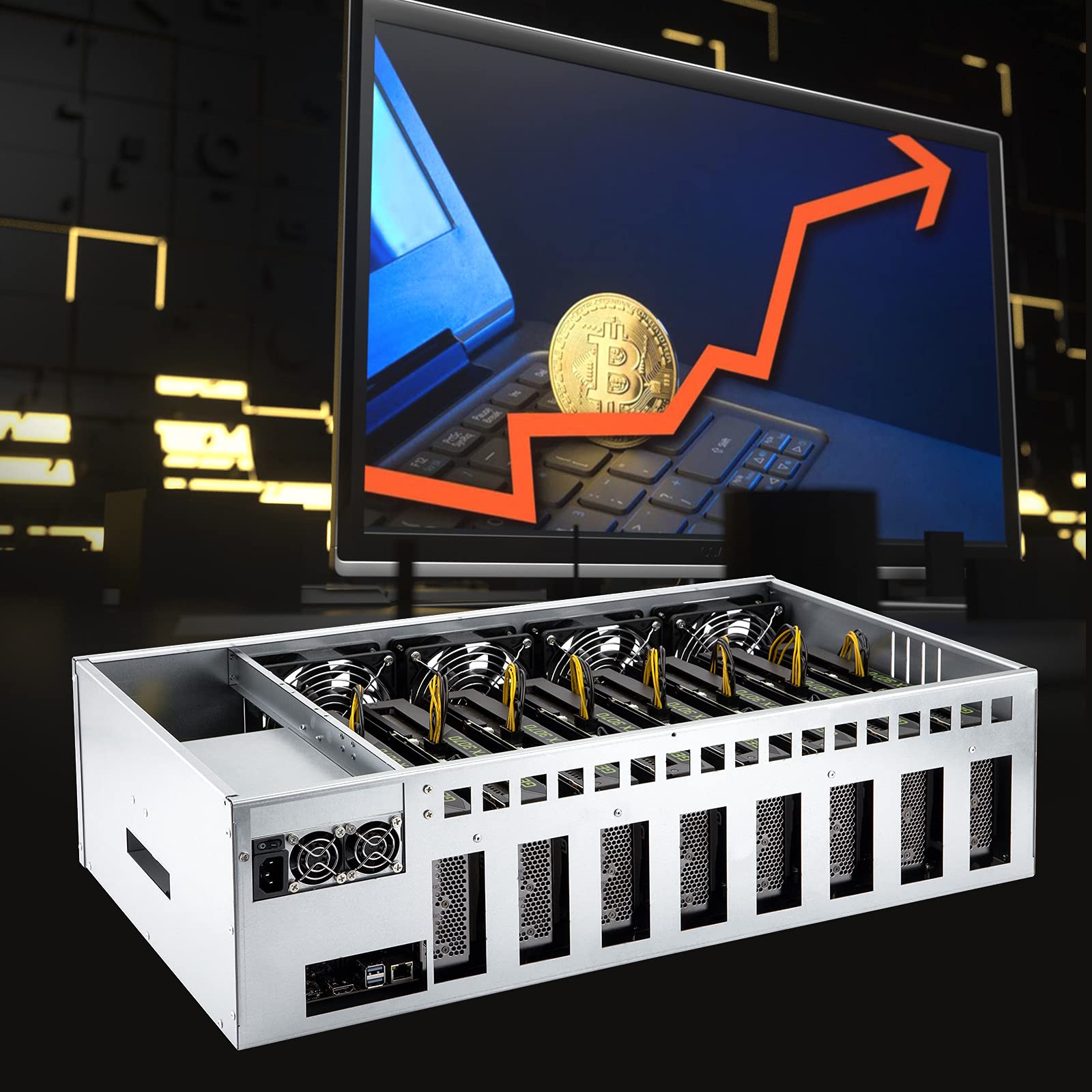 新品 8GPU用マイニングリグ 両面12cmファン8点 速度調節できる 長尾製作所 -8GPUマイニングフレーム-