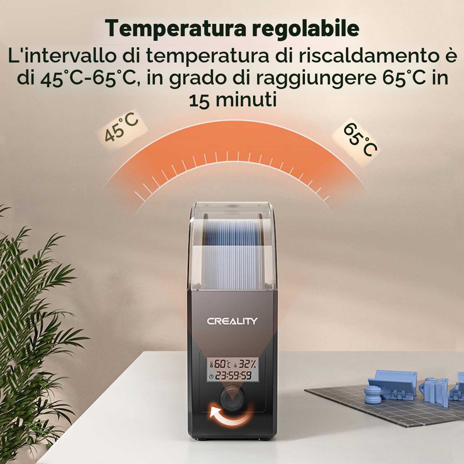 Scatola per l'asciugatura dei Filamenti, Disidratatore di Filamenti per Stampanti 3D Creality con Ventola, Scatola Asciutta per Mantenere il Filamento Asciutto Durante la Stampa 3D