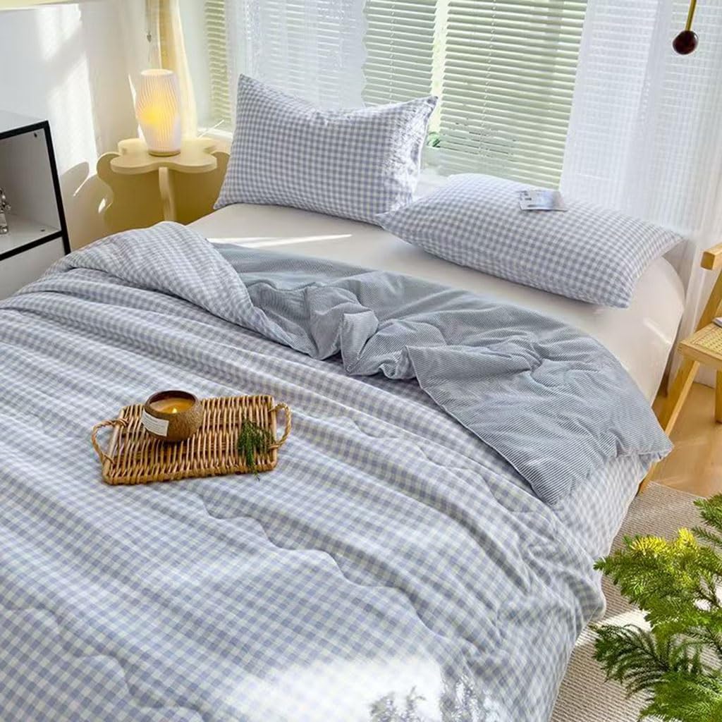 Bedspread Coverlets Patchwork Quilts Double/Set King Size Cotton Reversible Quilt,Lightweight and Breathable Super Soft Summer Quilt,Air Conditioning Quilt,Couch Blanket Bedding(J,150x200cm)