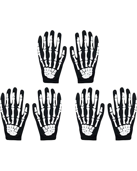 TOUGS Halloween Skeleton Gloves Ghost Bones Cosplay Costumes for Adult Halloween Dance Costume Party