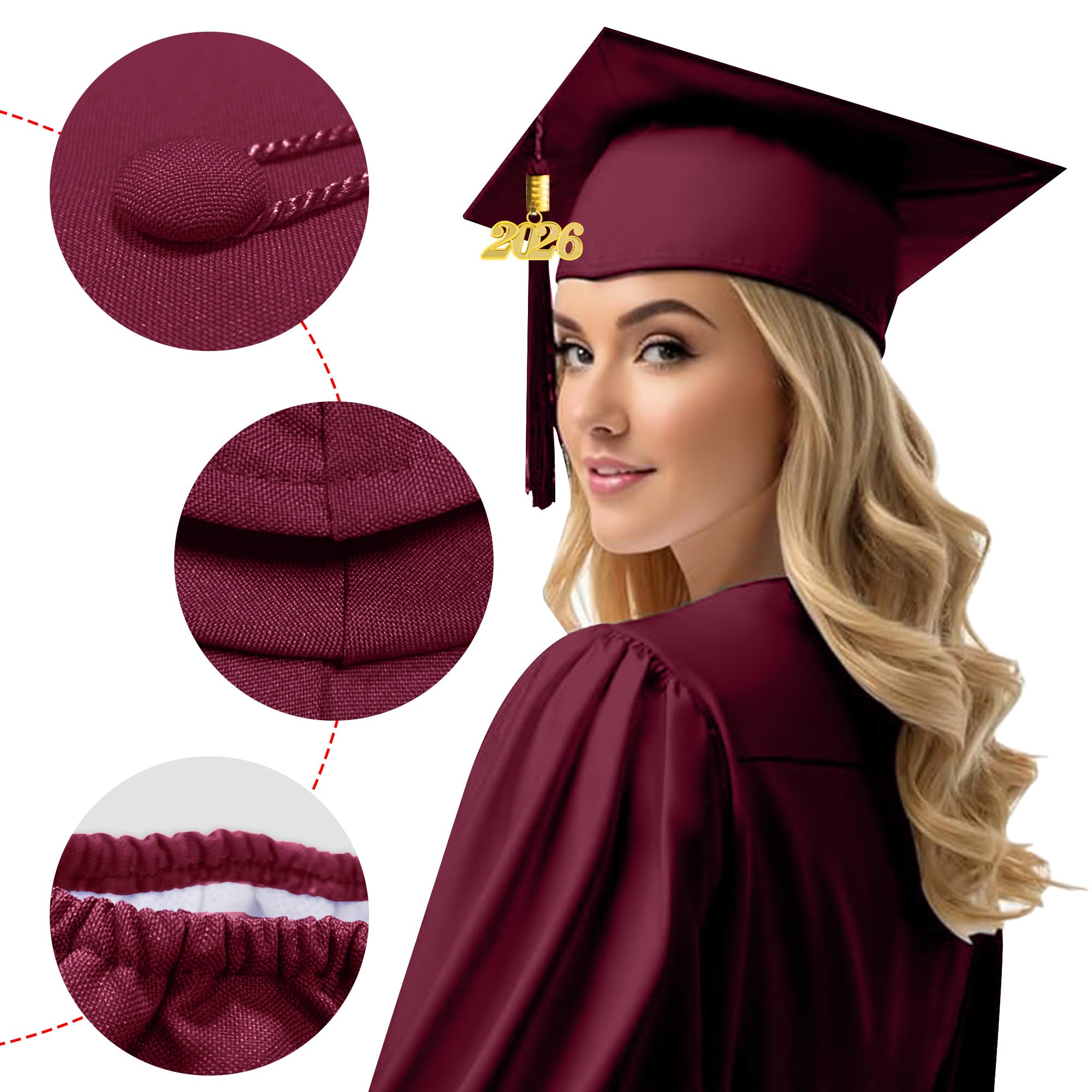 Snapklik.com : Matte Graduation Cap And Gown 2026 Tassel Adults Set For ...
