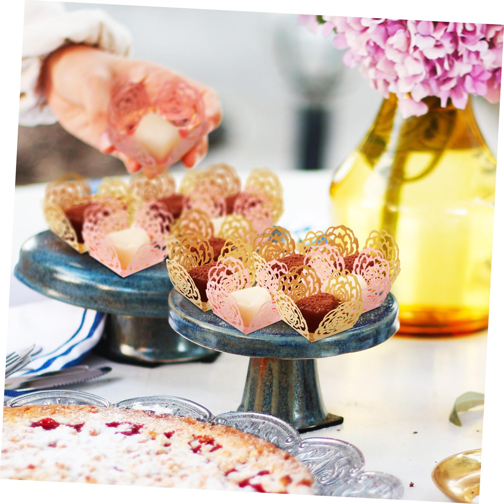 TOPBATHY 5 Ensembles Couvertures De Chocolat Doublure De Petit Gâteau Para Hauts De Forme Point Présentoir De Bonbons Caissettes pour Mini Cupcakes Moules À Pâtisserie Papier 100 Pièces * 5