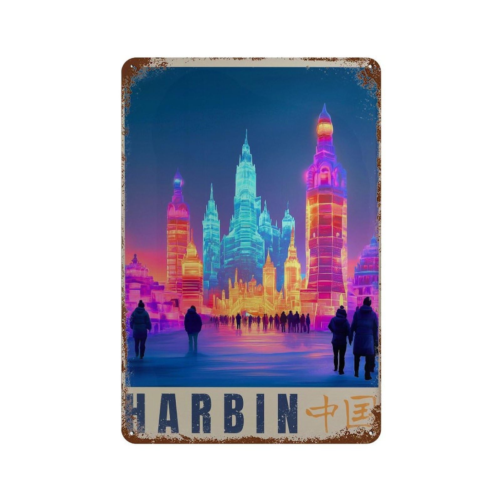 xiaoxiaoshen Harbin Ice Sculpture China Travel Wall Decor Art Metal Tin Poster Modern Home Decor Art Home Bar Shop Decorations Vintage Sign 30x20cm