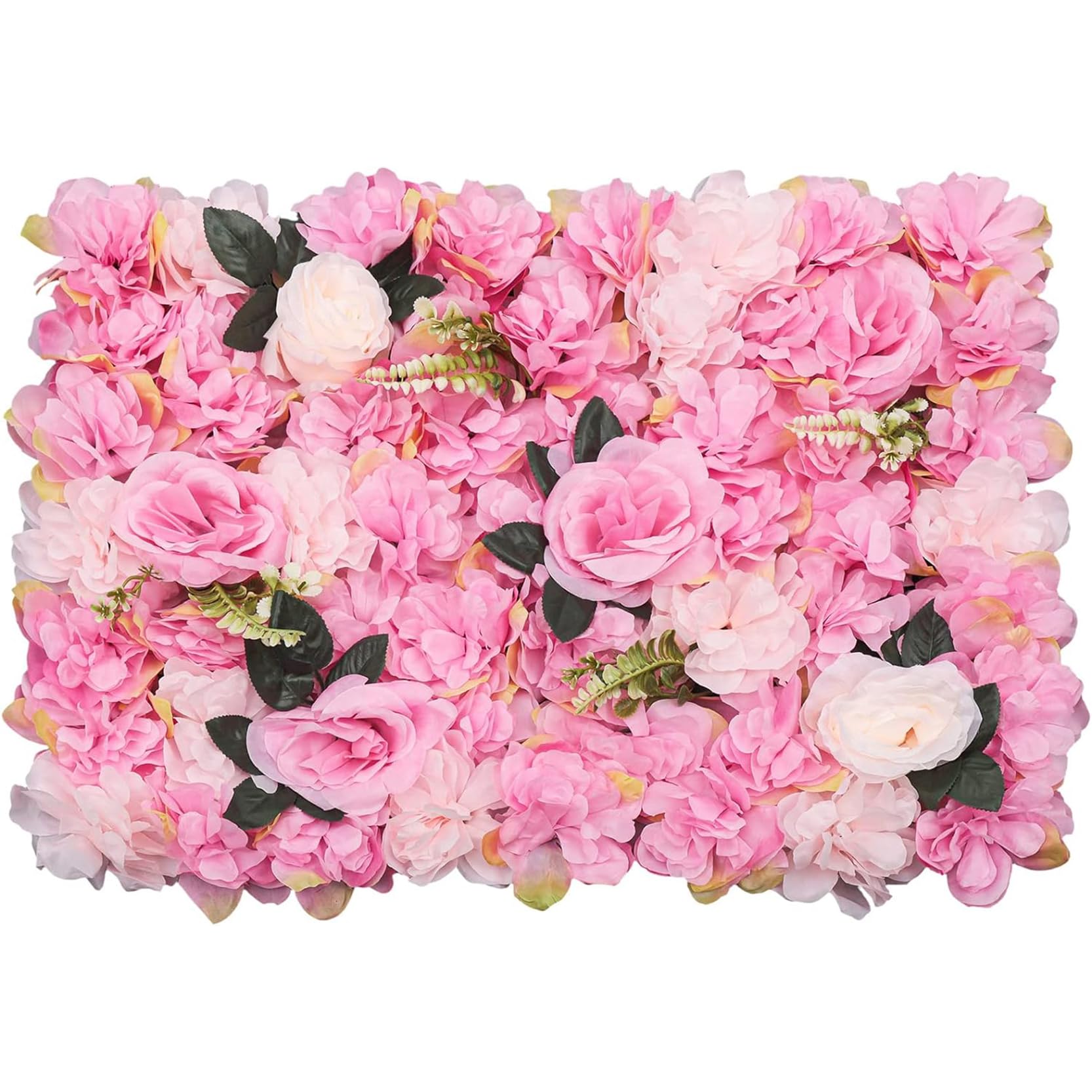 GOUZIBHD 23.6 x 15.7 Inch Artificial Flower Wall Panel for Living Rooms Homes Party Backdrops,Decorative Faux Floral Panel 3D Flower Wall Backdrop Silk Rose Wall(Color:Pink)