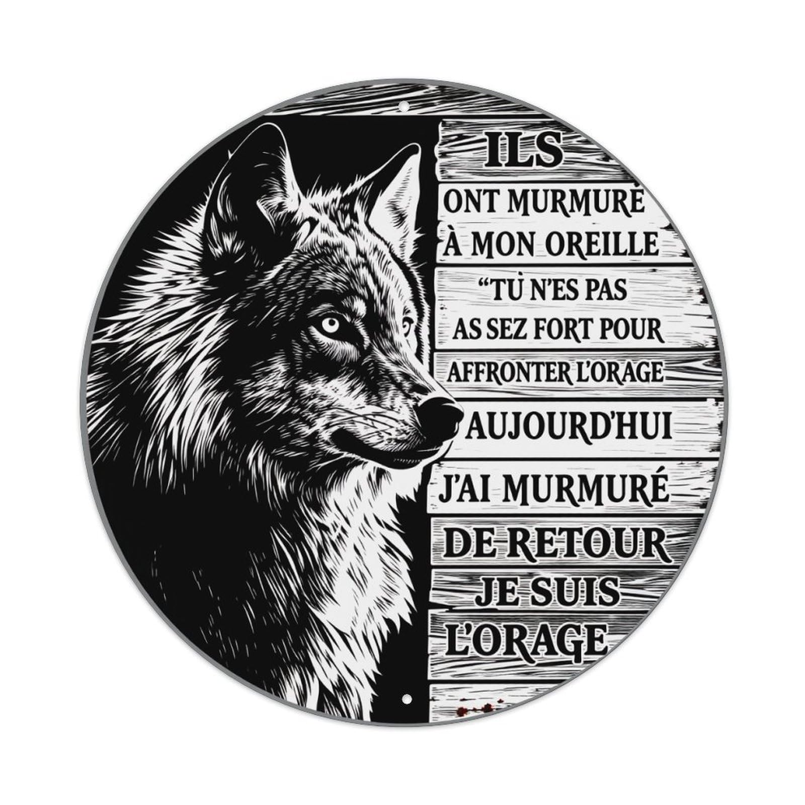 Wolf Face Wood Text Storm Tin Sign Vintage Style Home Bar Garden Wall Plaque Decor Metal Poster 8x12 Inch