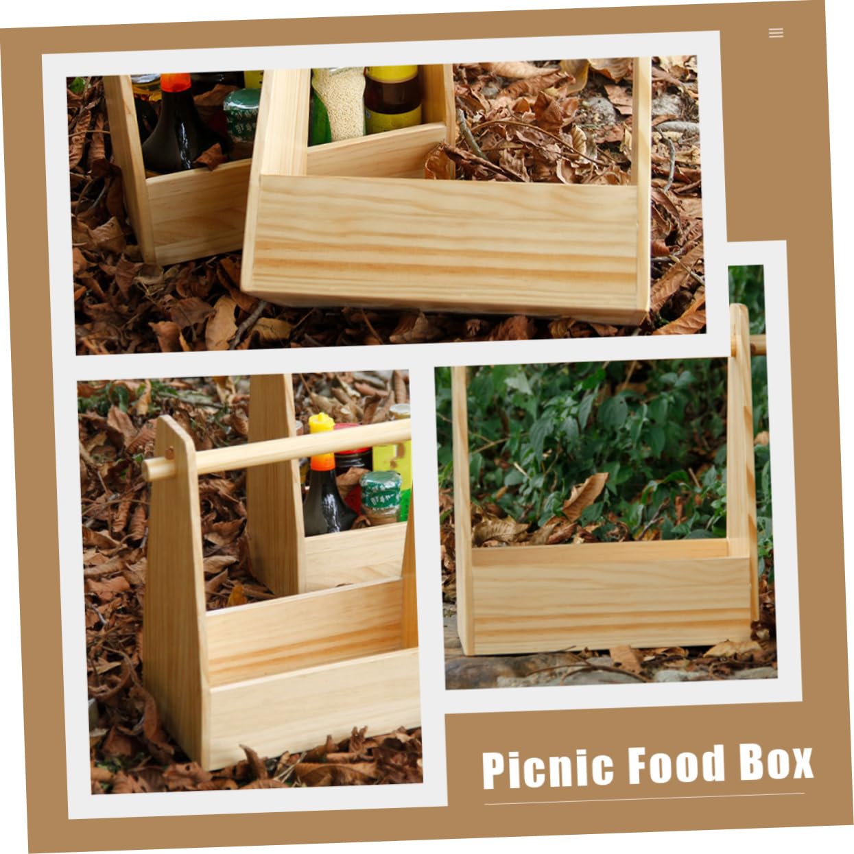 Toddmomy Caja De Comida Portátil De Madera para Picnic y Camping Contenedor De Snacks y Frutas para Actividades