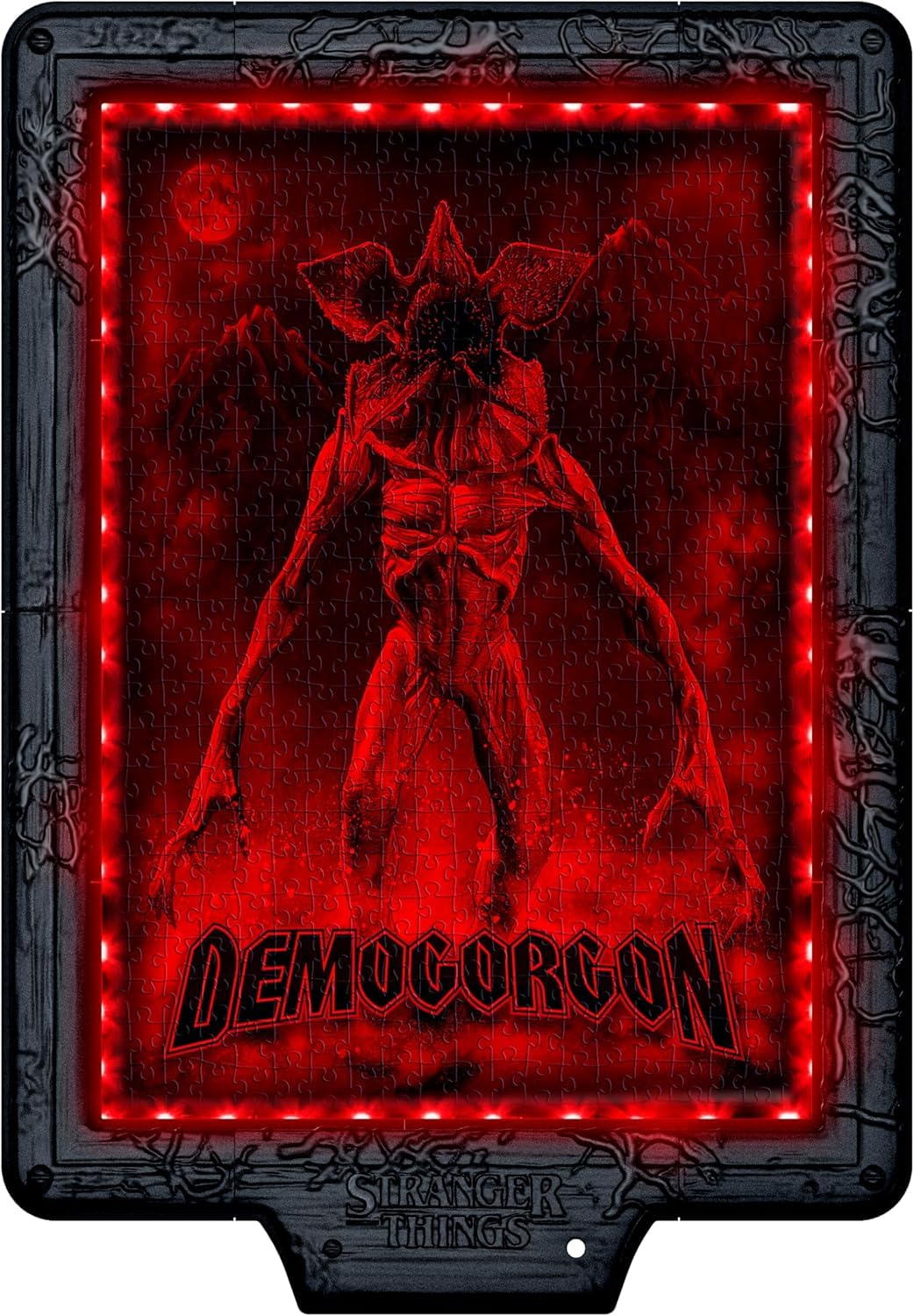 Clementoni - Puzzle Stranger Things - The DEMOGORGON'S Hunt, con luz LED: Rompecabezas de 520 Piezas, Escena Que Cambia de Color con Eleven contra Demogorgon