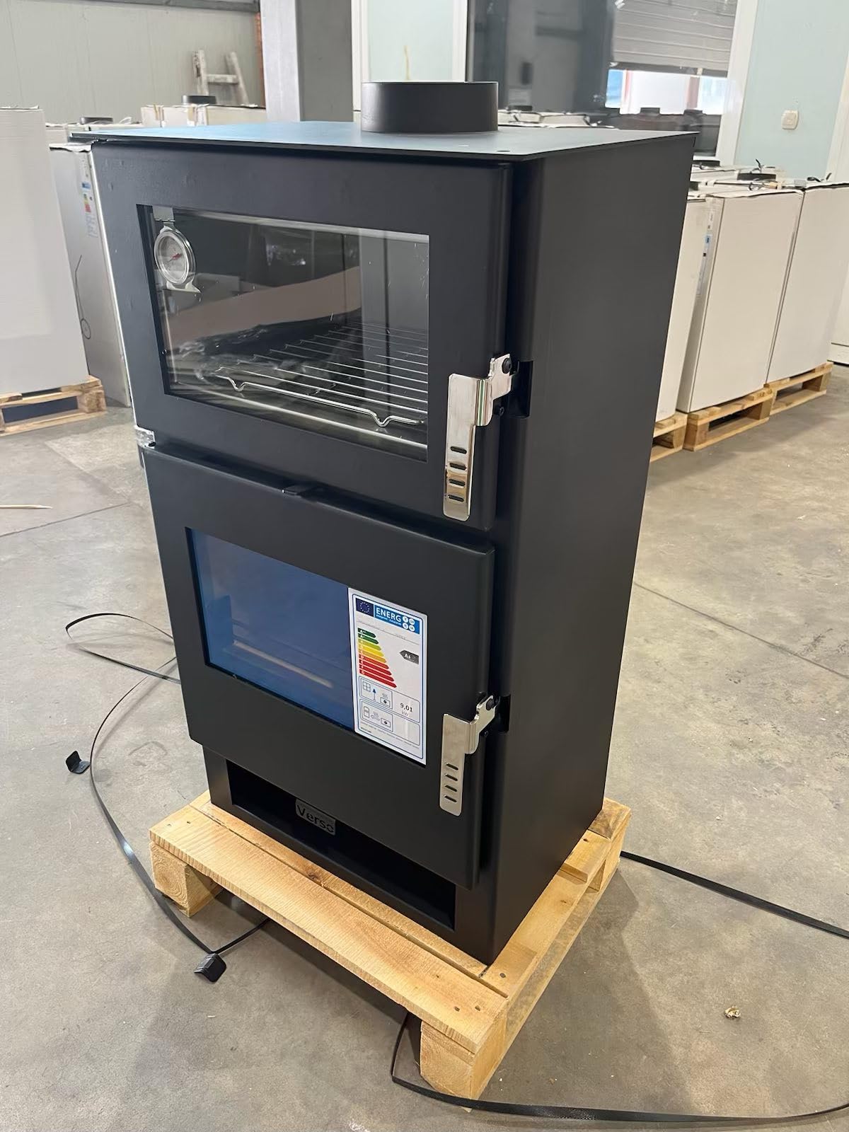 EEK A Wood-burning Stove With Baking Compartment And Hob Perfect Eco Lux Rot Links Holzofen 7 Kw Kamin Ofen Holz Werkstattofen Huettenofen Heizofen Gartenofen - View #5