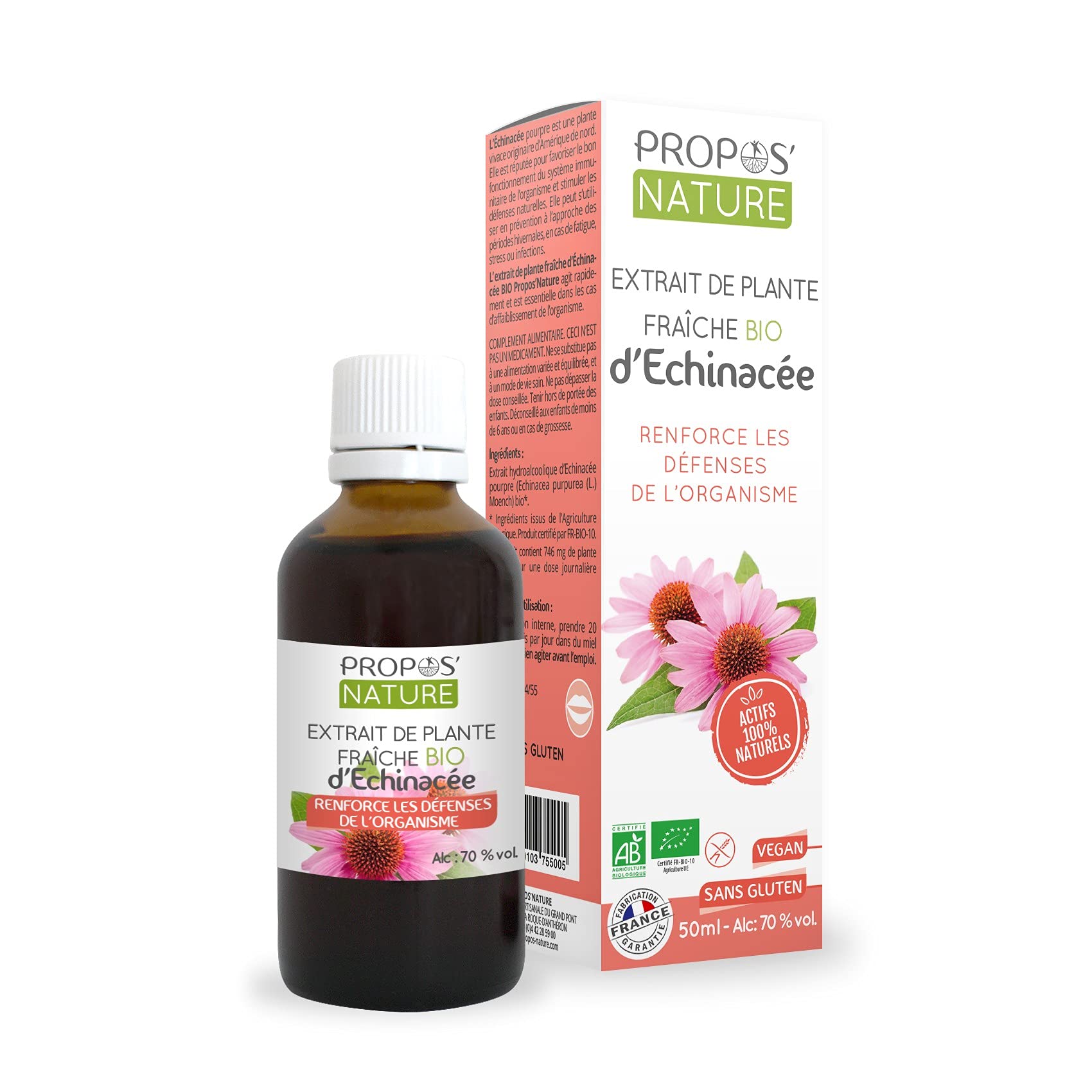 Extrait d'Echinacée Bio - Renforce les défenses naturelles - 50 ML - PROPOS'NATURE